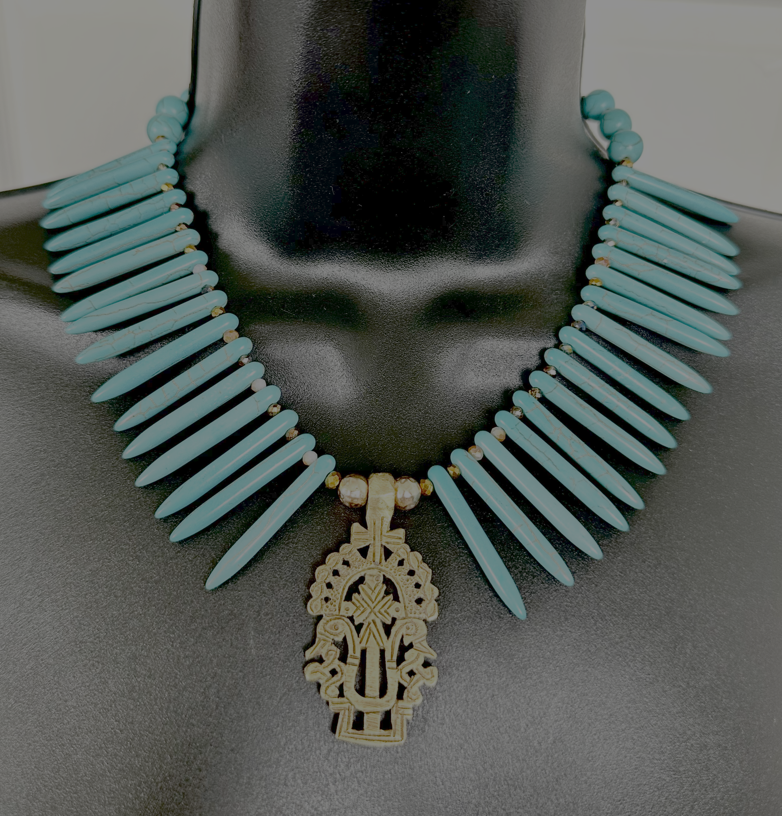Turquoise Howlite Spike Necklace