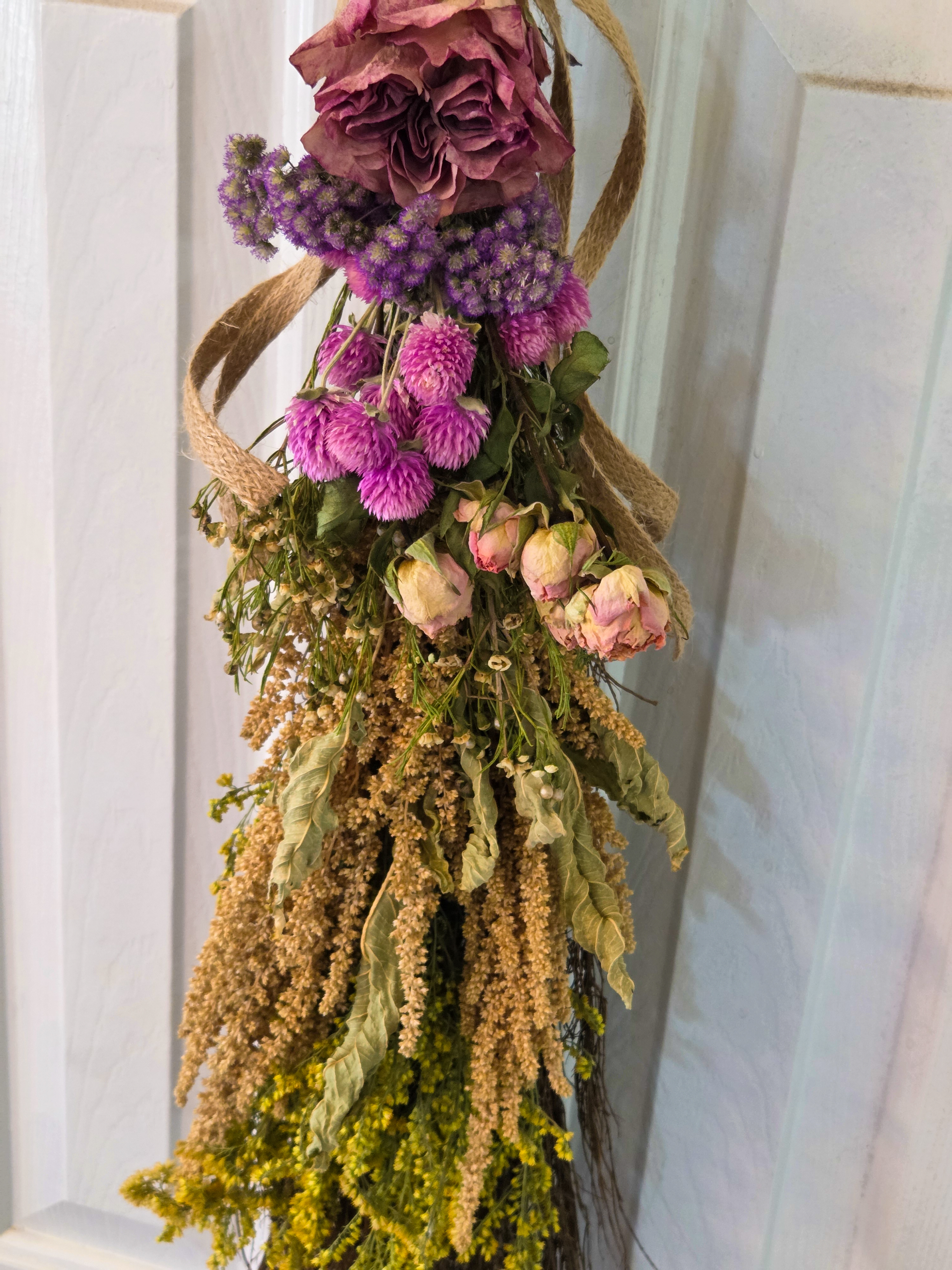 36" Cinnamon Scented Dried Floral  Autumn Besom Broom