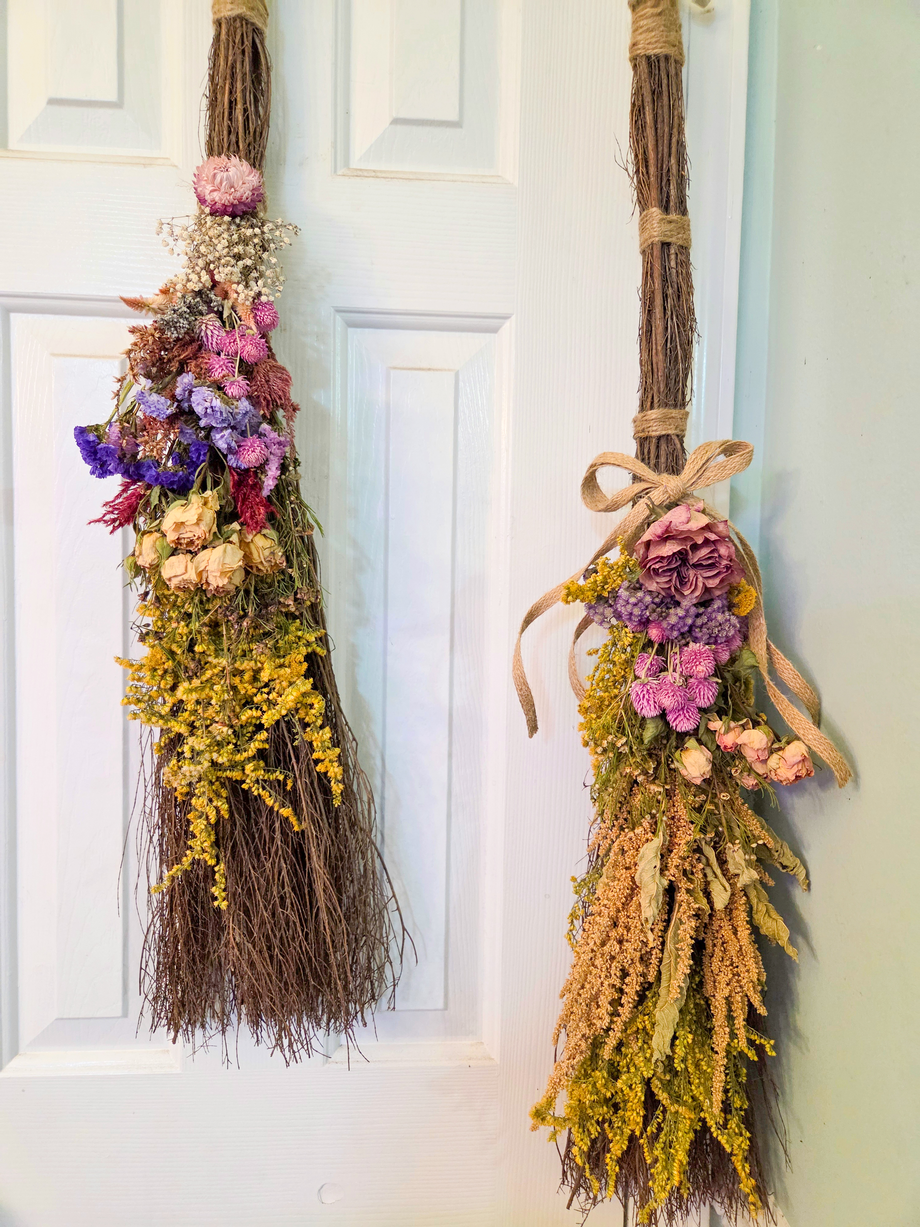 36" Cinnamon Scented Dried Floral  Autumn Besom Broom