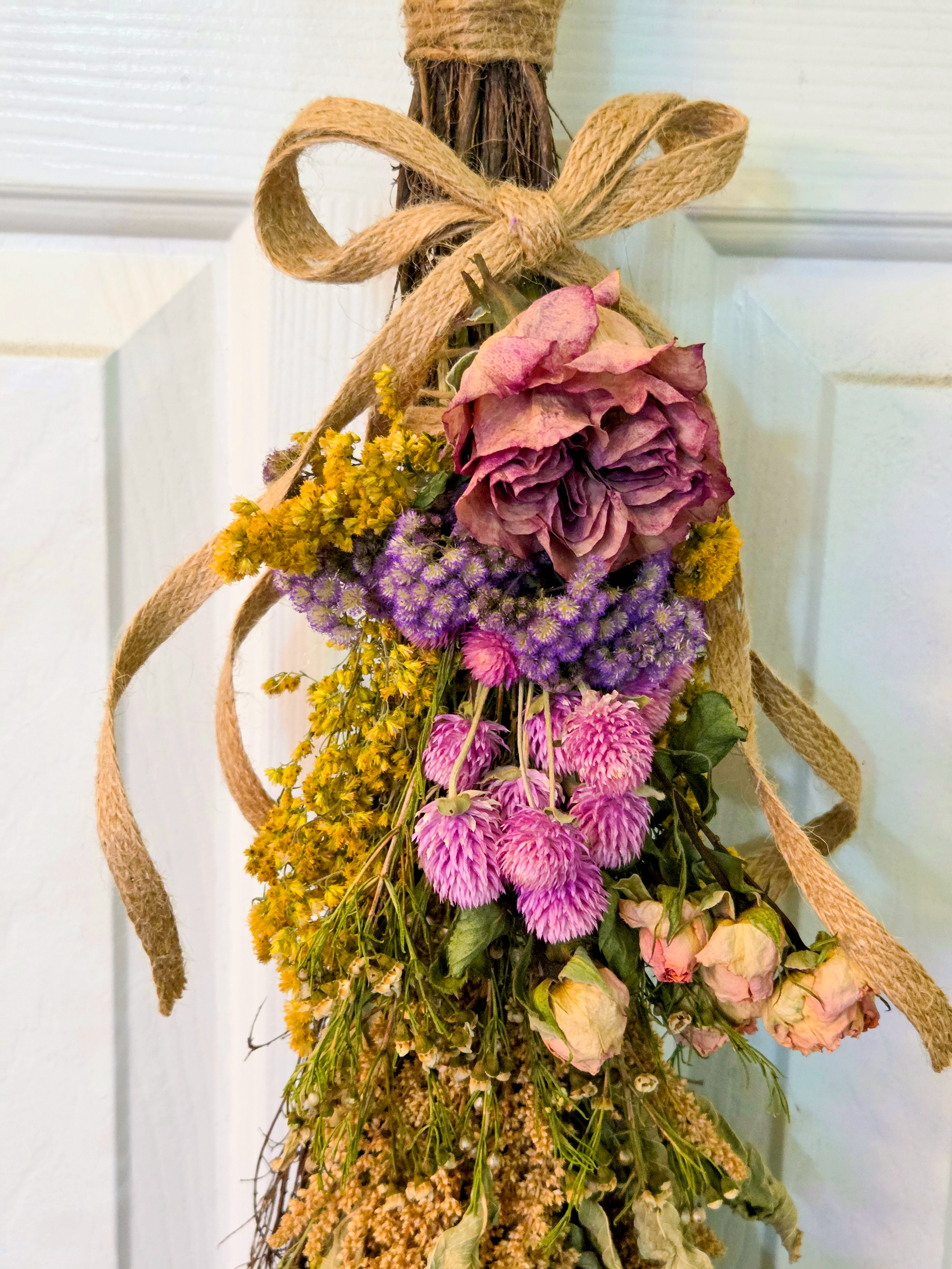 36" Cinnamon Scented Dried Floral  Autumn Besom Broom