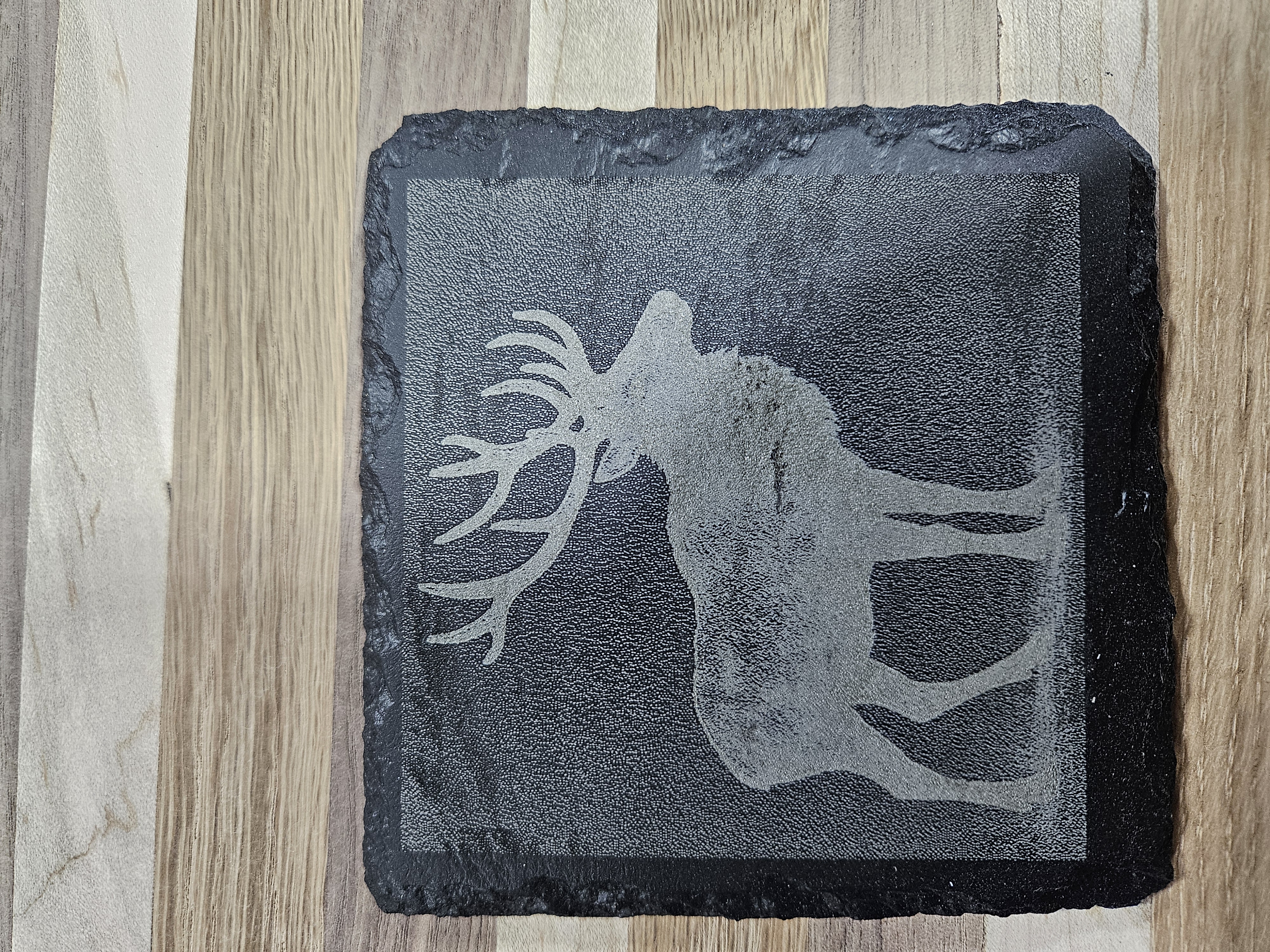 Engraved Slate Coaster with Elk Design