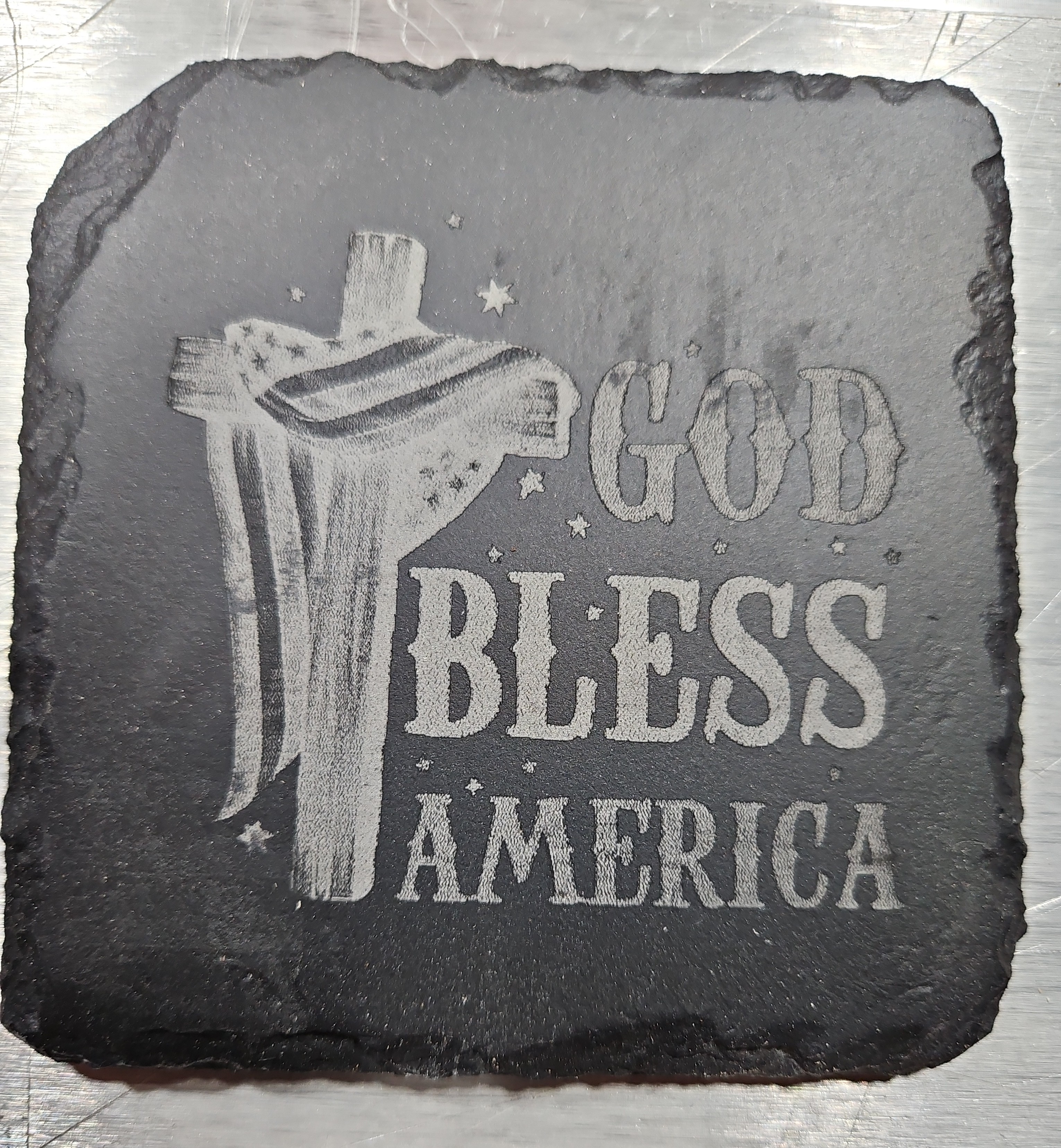 God Bless America Slate Coaster