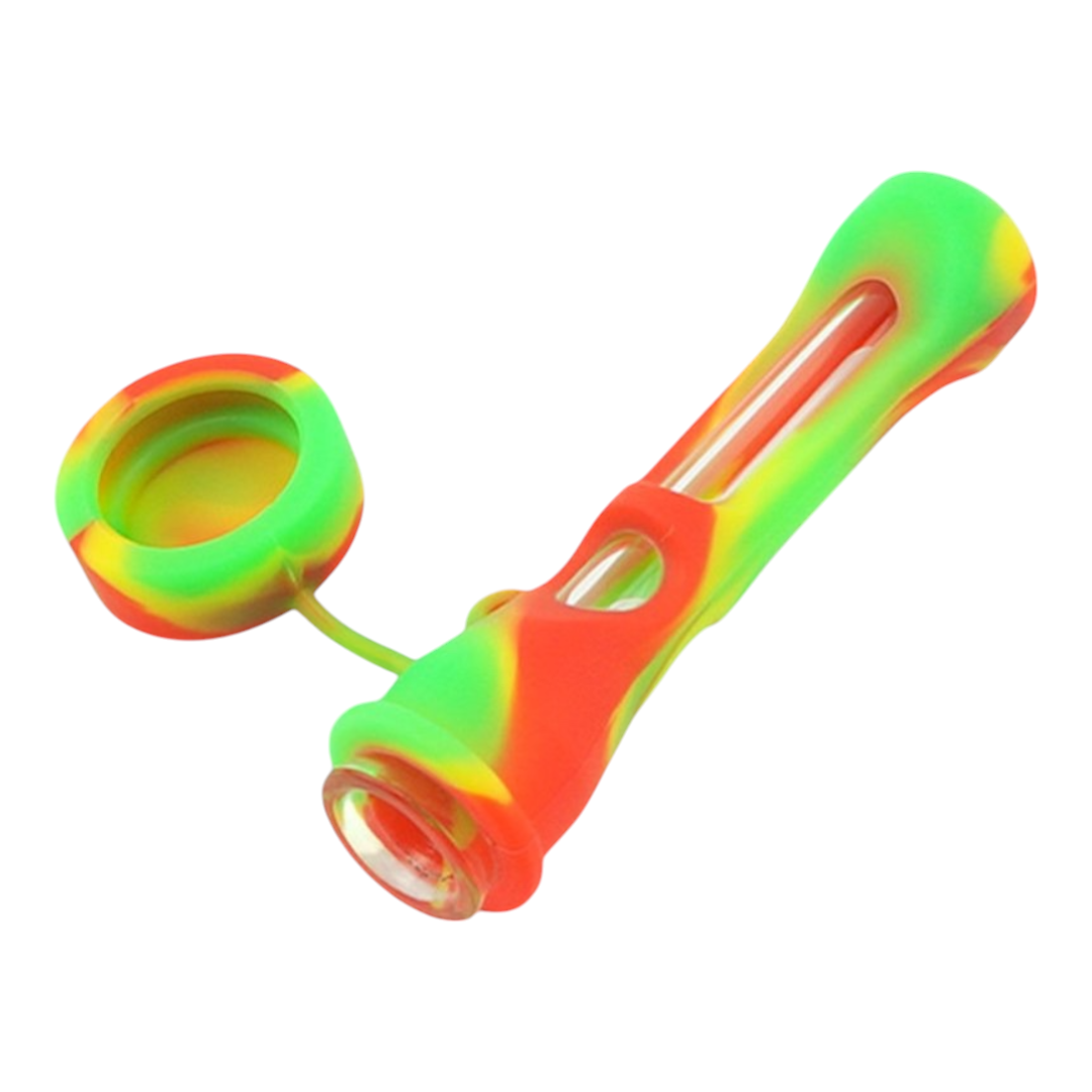 Pipa de Vidrio con Tapa de Silicona – Práctica y Segura