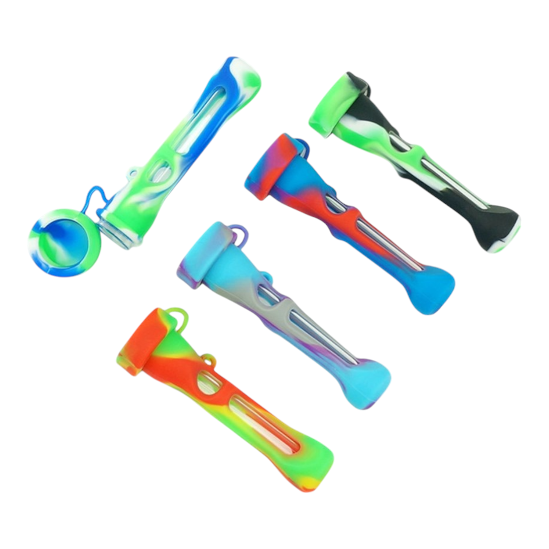 Pipa de Vidrio con Tapa de Silicona – Práctica y Segura