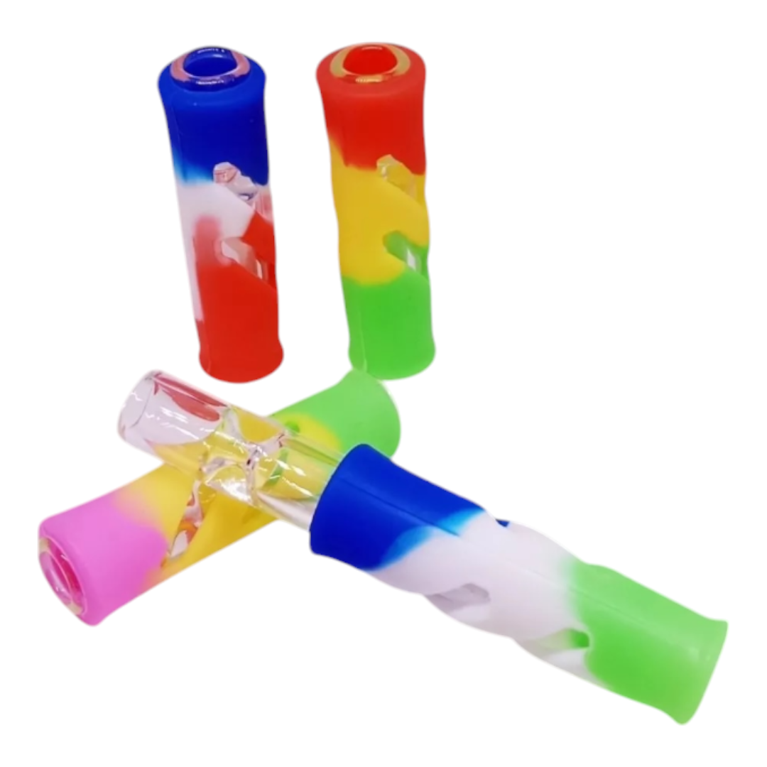 Pipa Pequeña de Vidrio con Silicona – Compacta y Resistente
