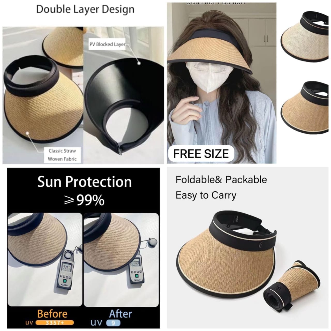 Jute Sun Visor Hat