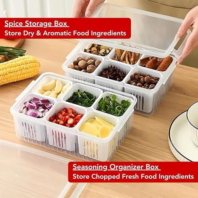 Multipurpose Storage Box With Lid and 6 Compartments 