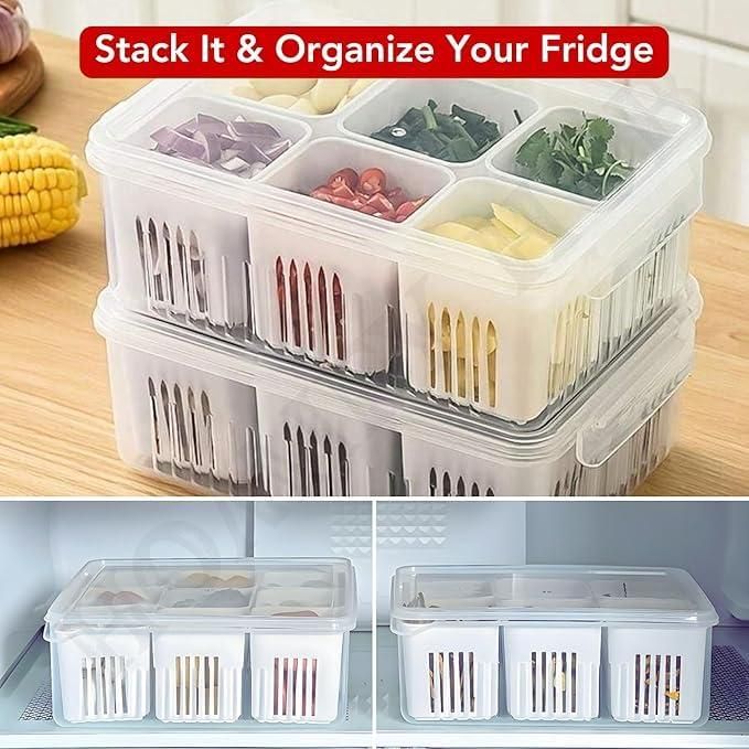 Multipurpose Storage Box With Lid and 6 Compartments 