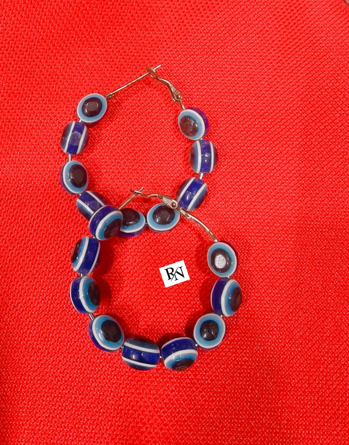 Blue Evil Eye Hoop Earrings