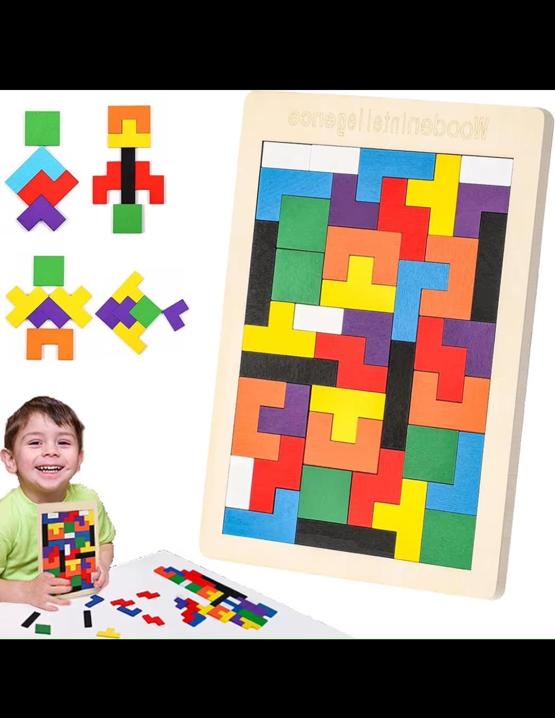 Wooden Tetris Puzzle Board