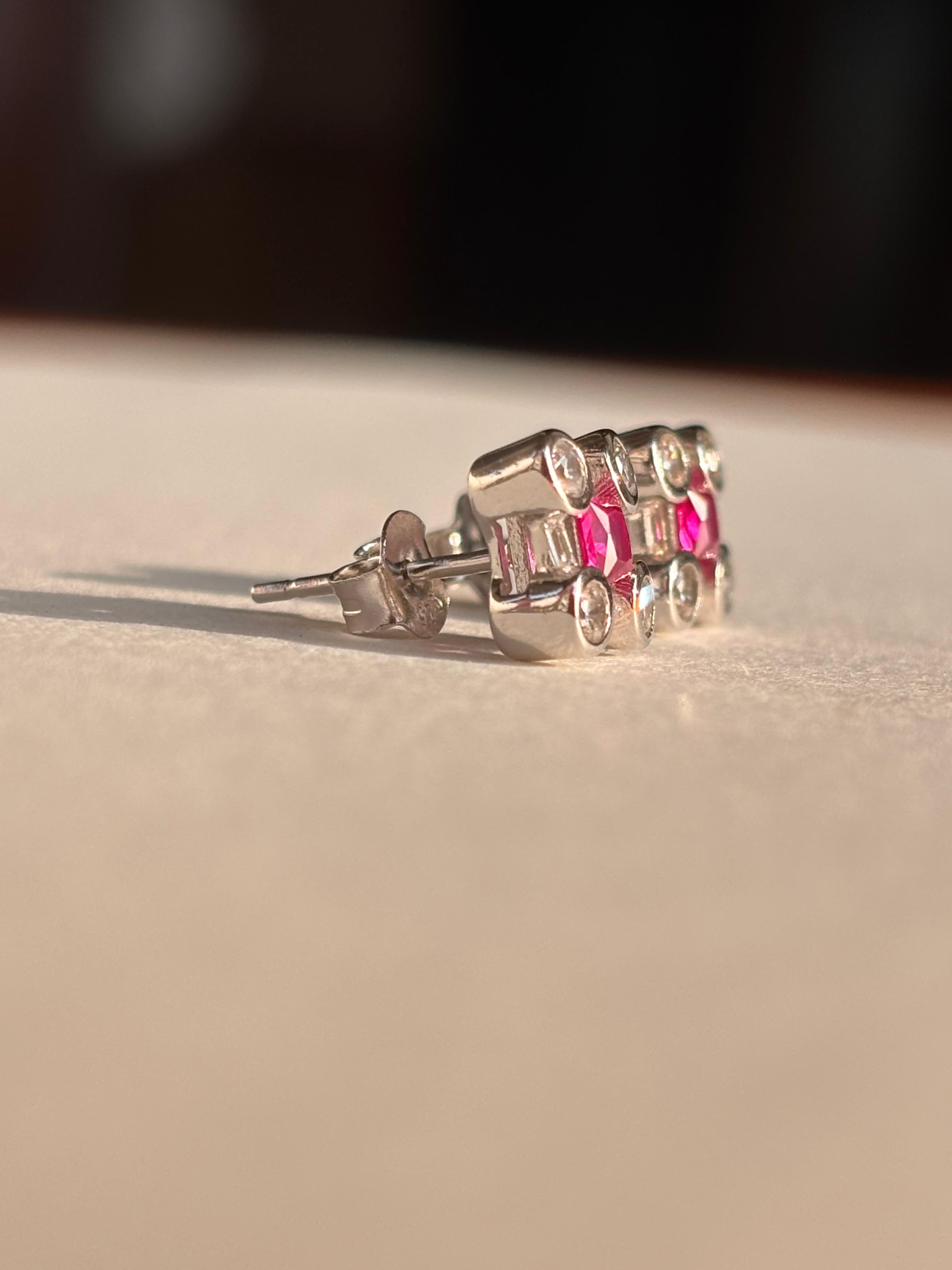 Silver and Ruby Earring