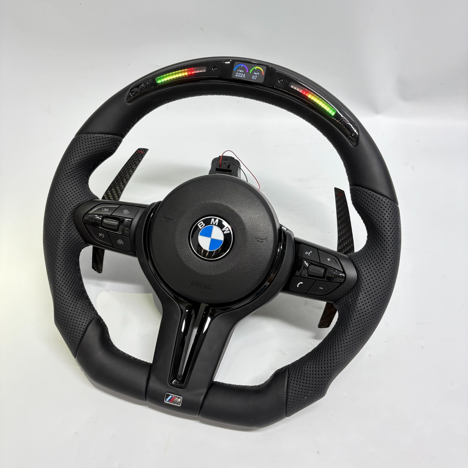 Volant avec led BMW M en fibre de carbone noir