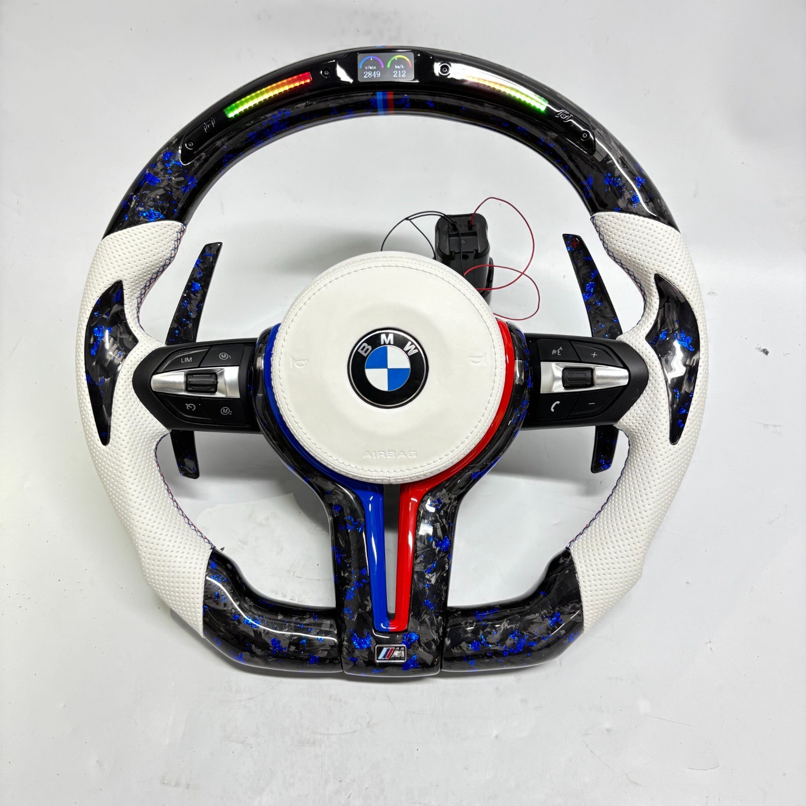 Volant avec led BMW M en fibre de carbone Blanc