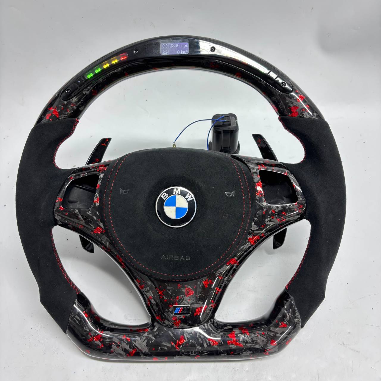 Volant avec led BMW M en fibre de carbone Rouge
