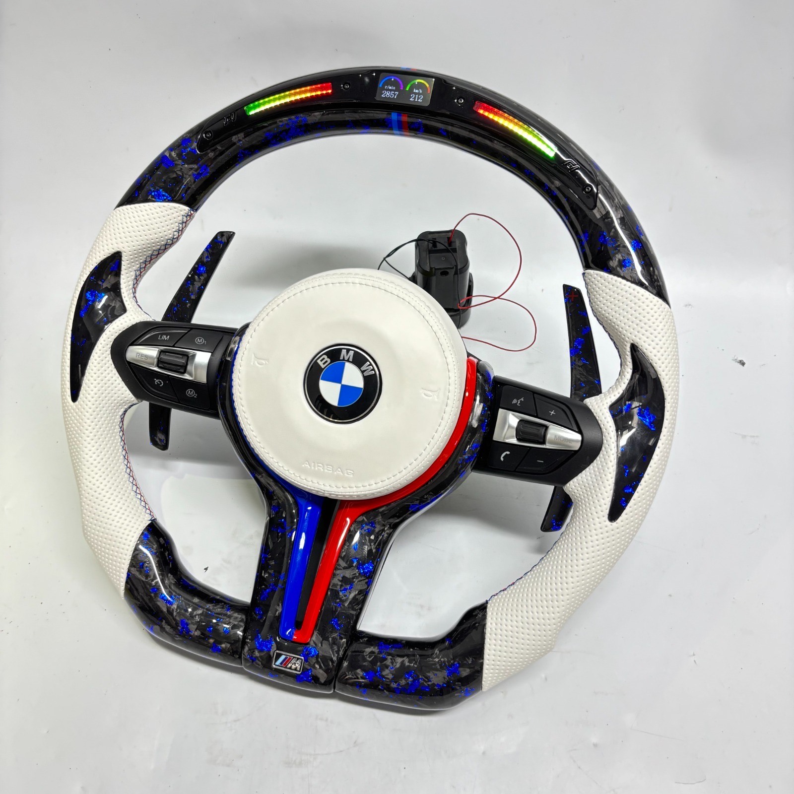 Volant avec led BMW M en fibre de carbone Blanc