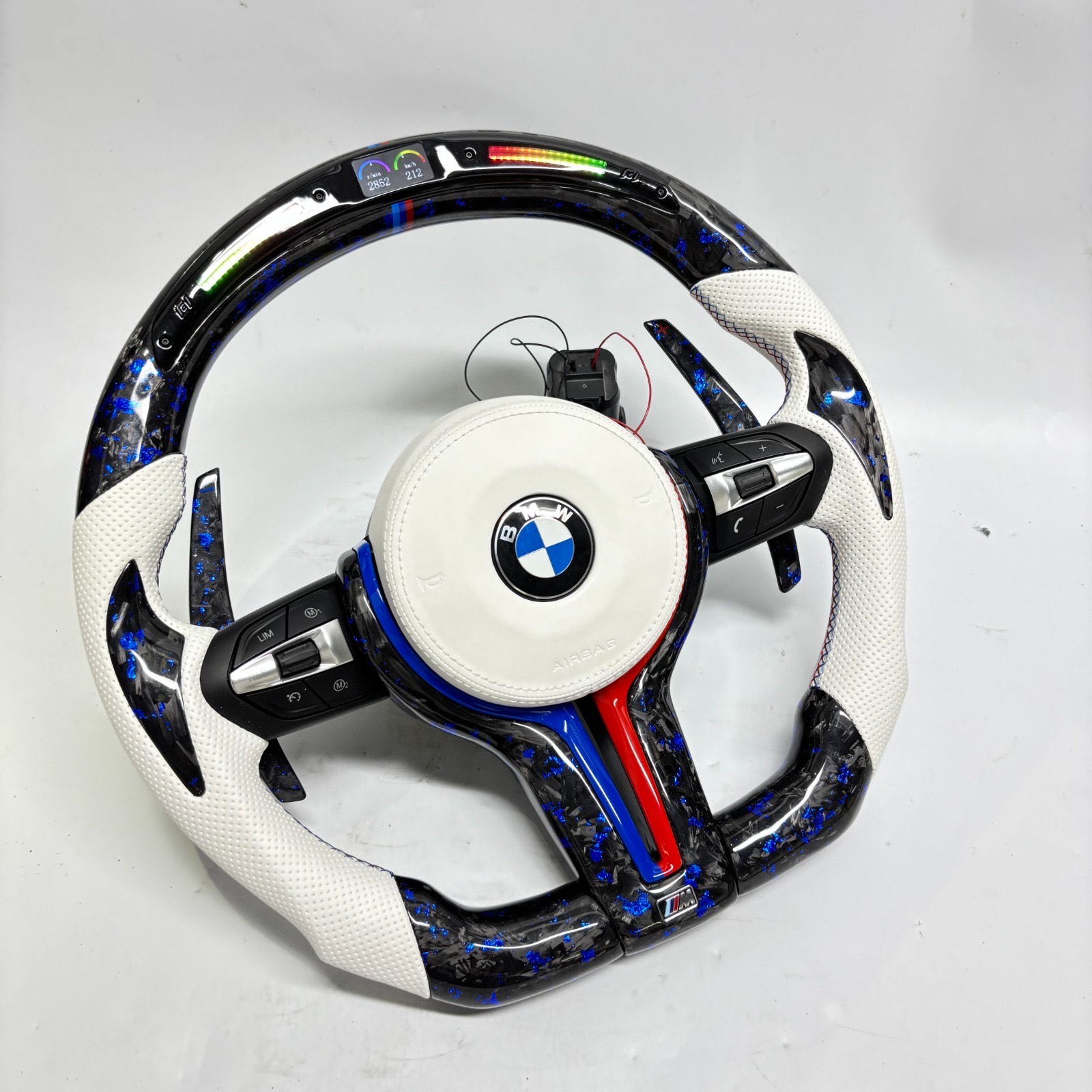 Volant avec led BMW M en fibre de carbone Blanc