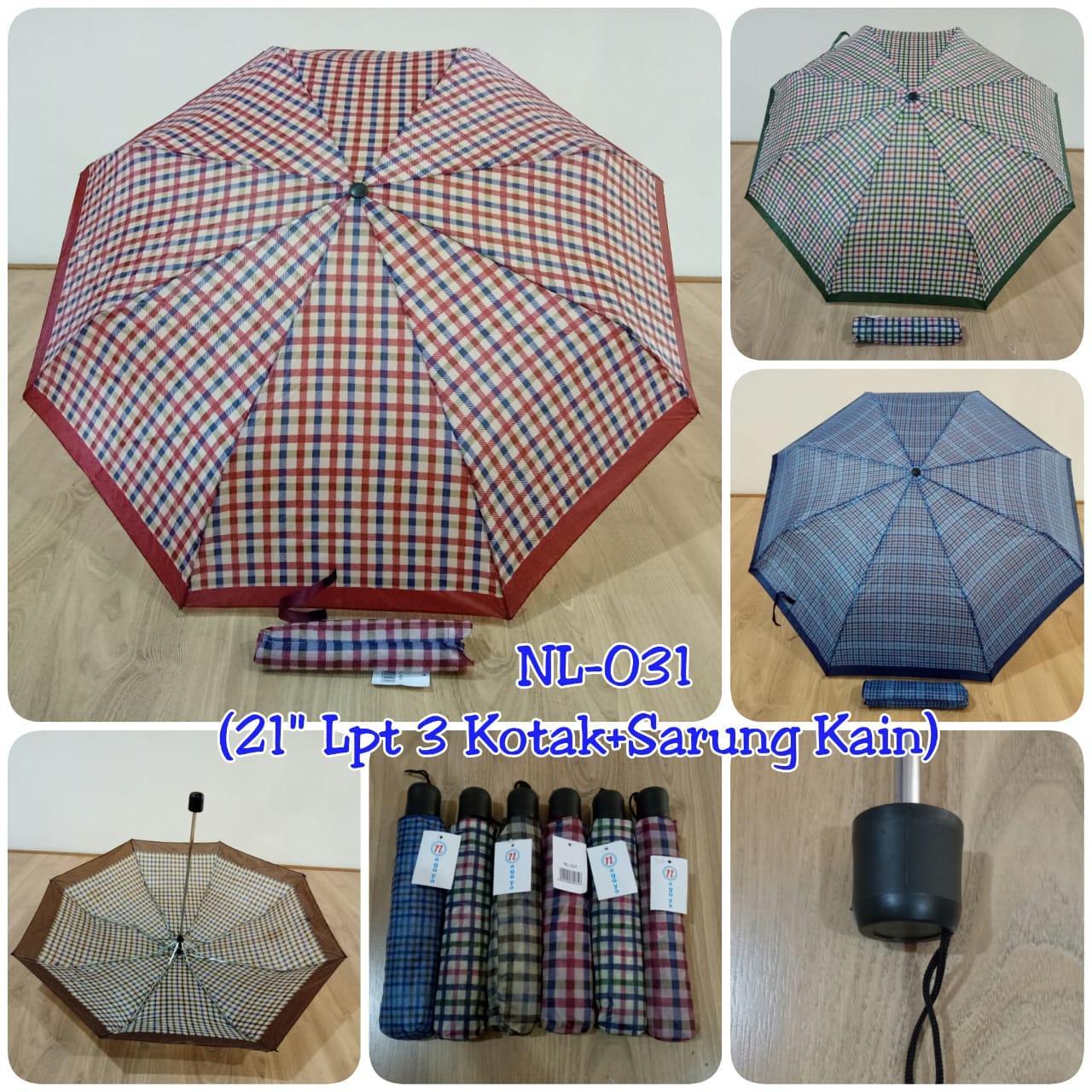 Payung Lipat 3 Nagoya 8 Jari Murah Motif Kotak Sarung Kain