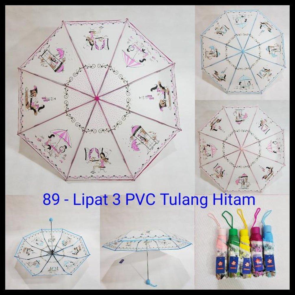 Payung Lipat 3 Sakura 8 Jari Transparan Motif Korea