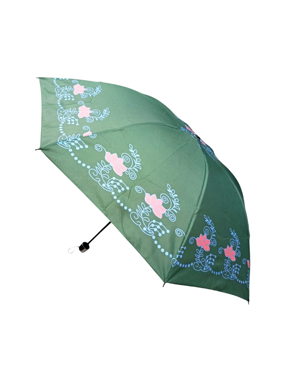 Payung Lipat 3 Rosida 8 Jari Kain Nylon Halus Motif Bunga Lily R 510