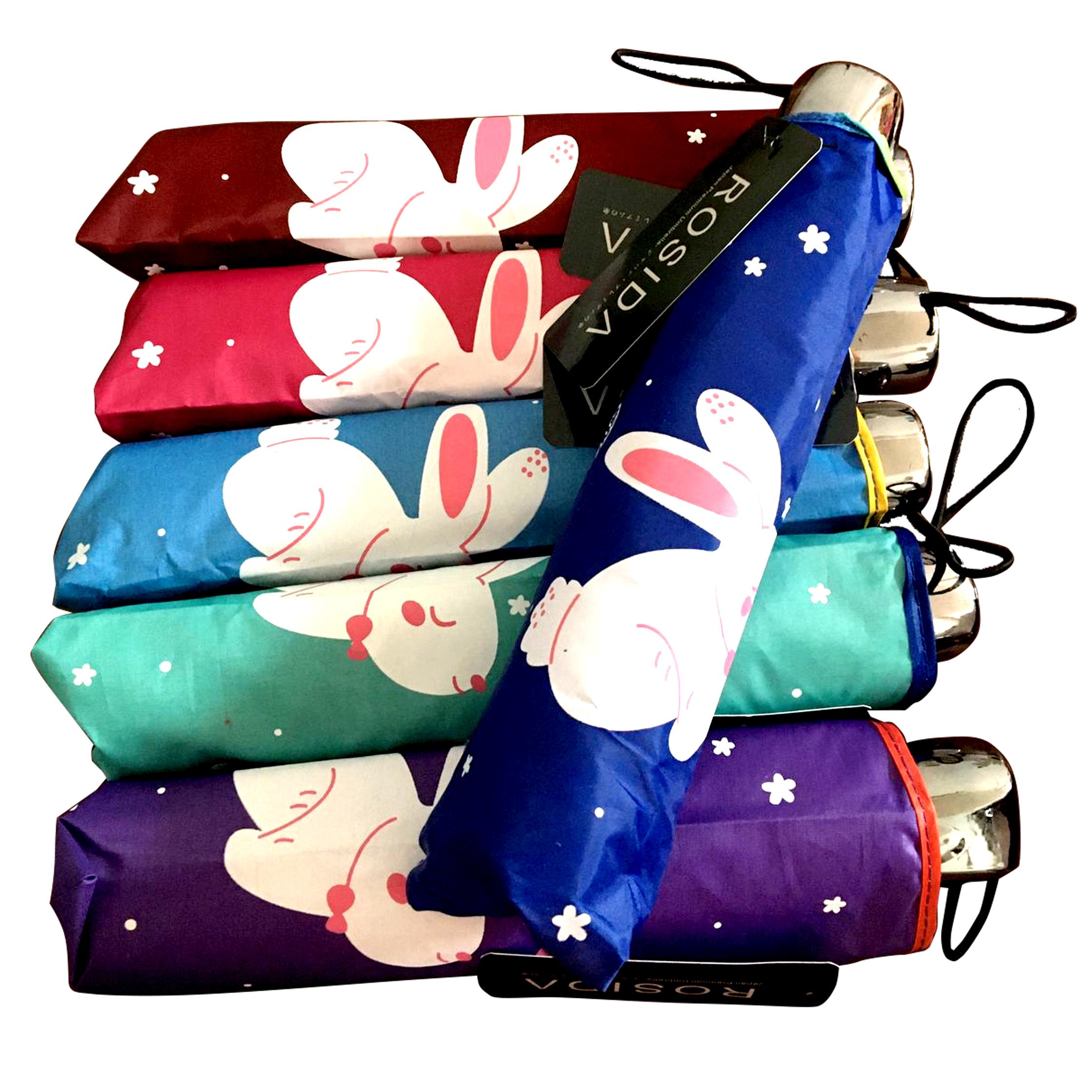 Payung Lipat 3 Rosida 8 Jari Motif Kelinci Love Lapis Silver