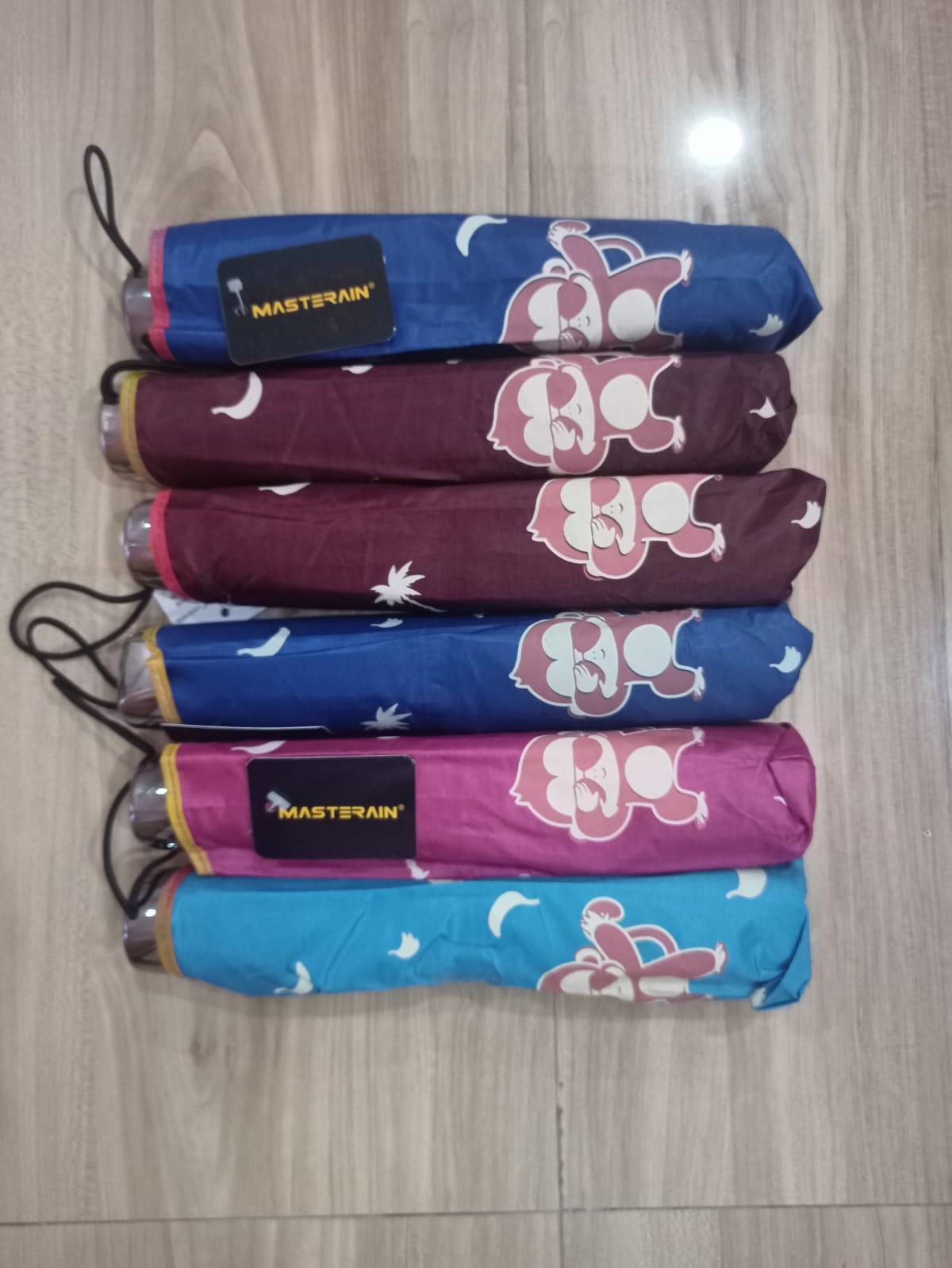 Payung Lipat 3 Masterain 8 Jari Motif Cool Monkey Lapis Silver M 723