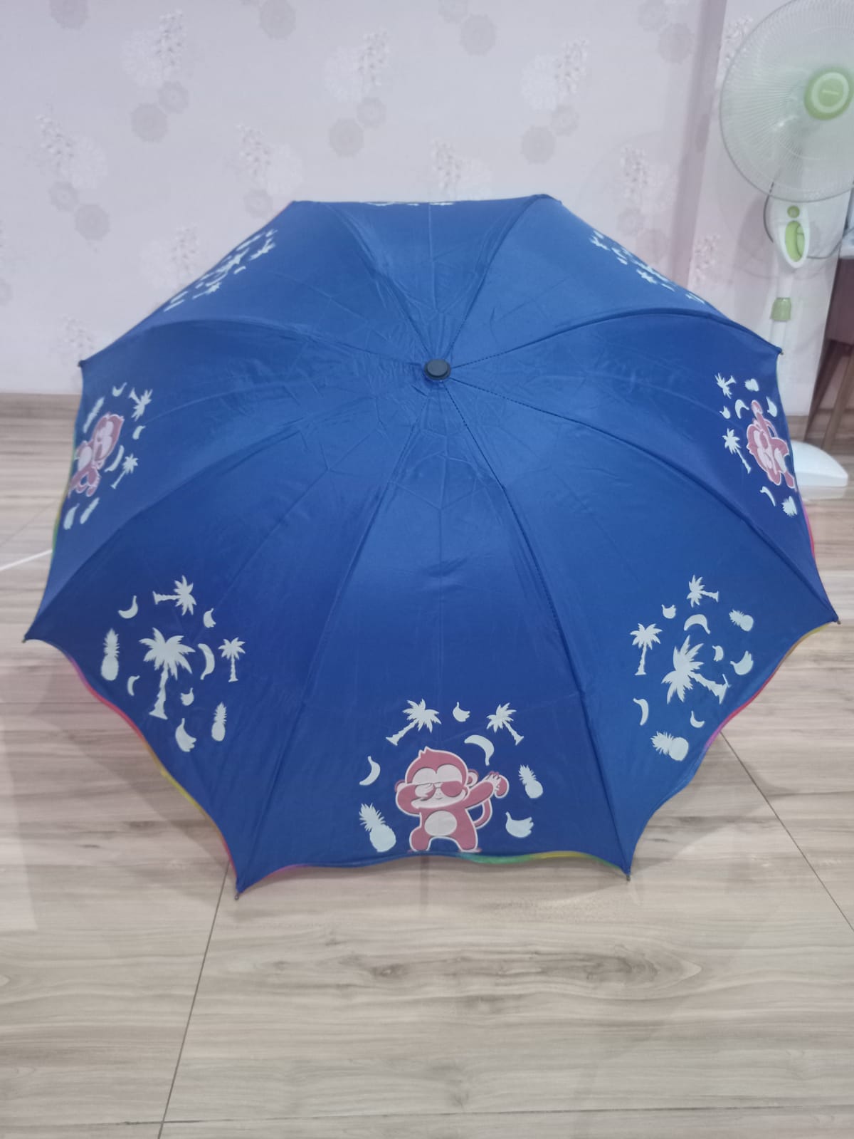 Payung Lipat 3 Masterain 8 Jari Motif Cool Monkey Lapis Silver M 723