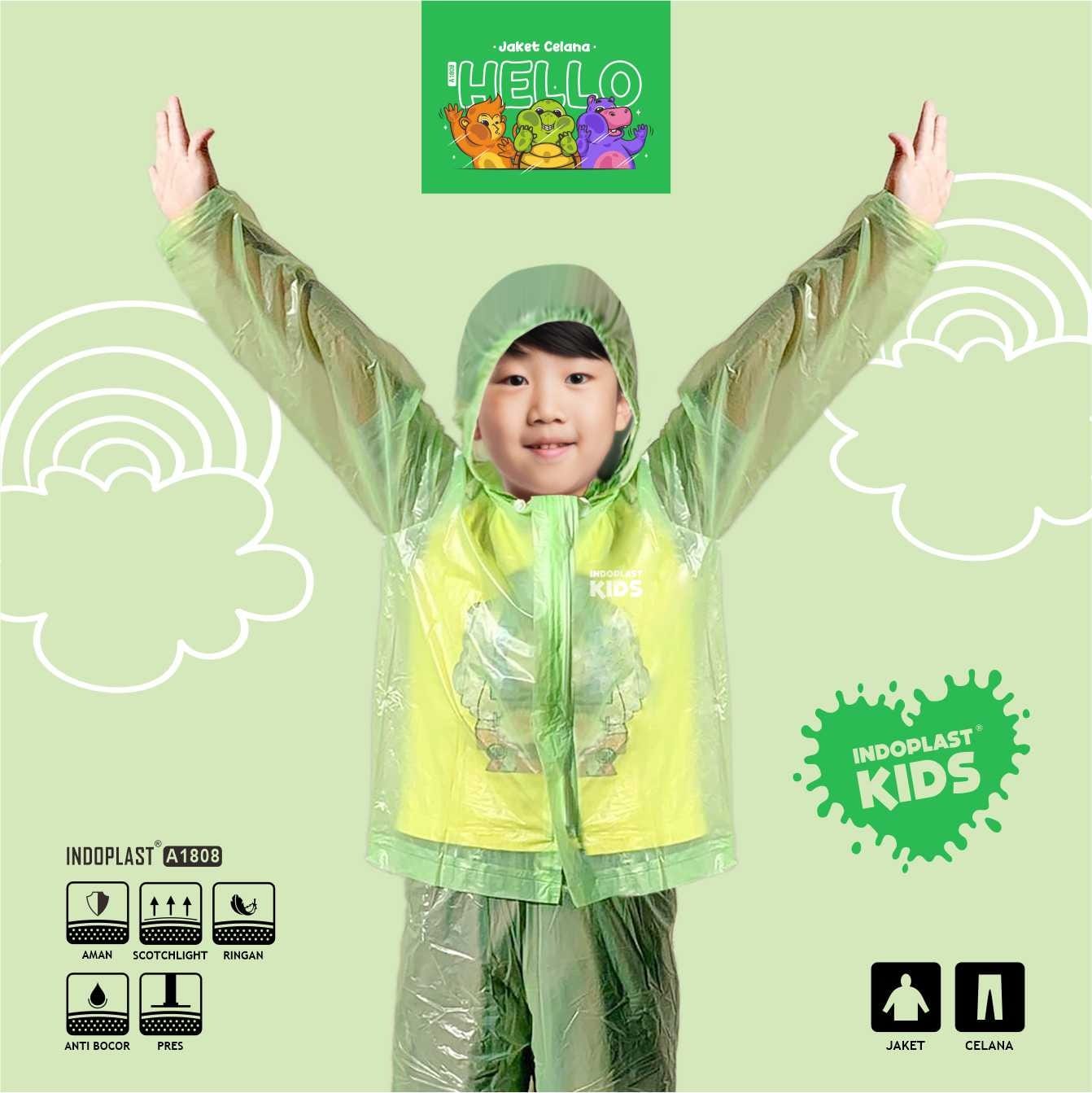 Jas Hujan Setelan Anak Indoplast Hello Kids