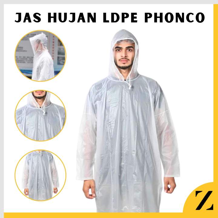 Jas Hujan Poncho Lengan Dewasa JOPE Plastik Transparan