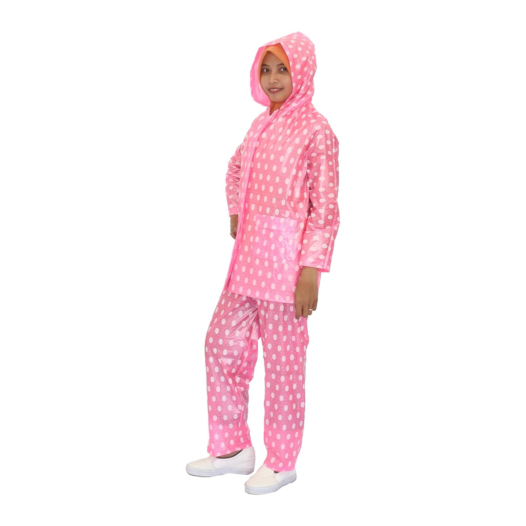 Jas Hujan Setelan Anak Remaja Elephant Brand ABG Polkadot