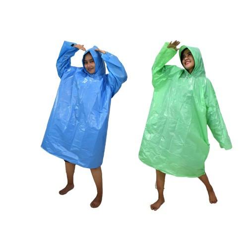 Jas Hujan Poncho Lengan Dewasa Plastik Tebal