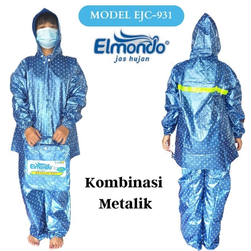 Jas Hujan Setelan Dewasa Elmondo Metalik Dot