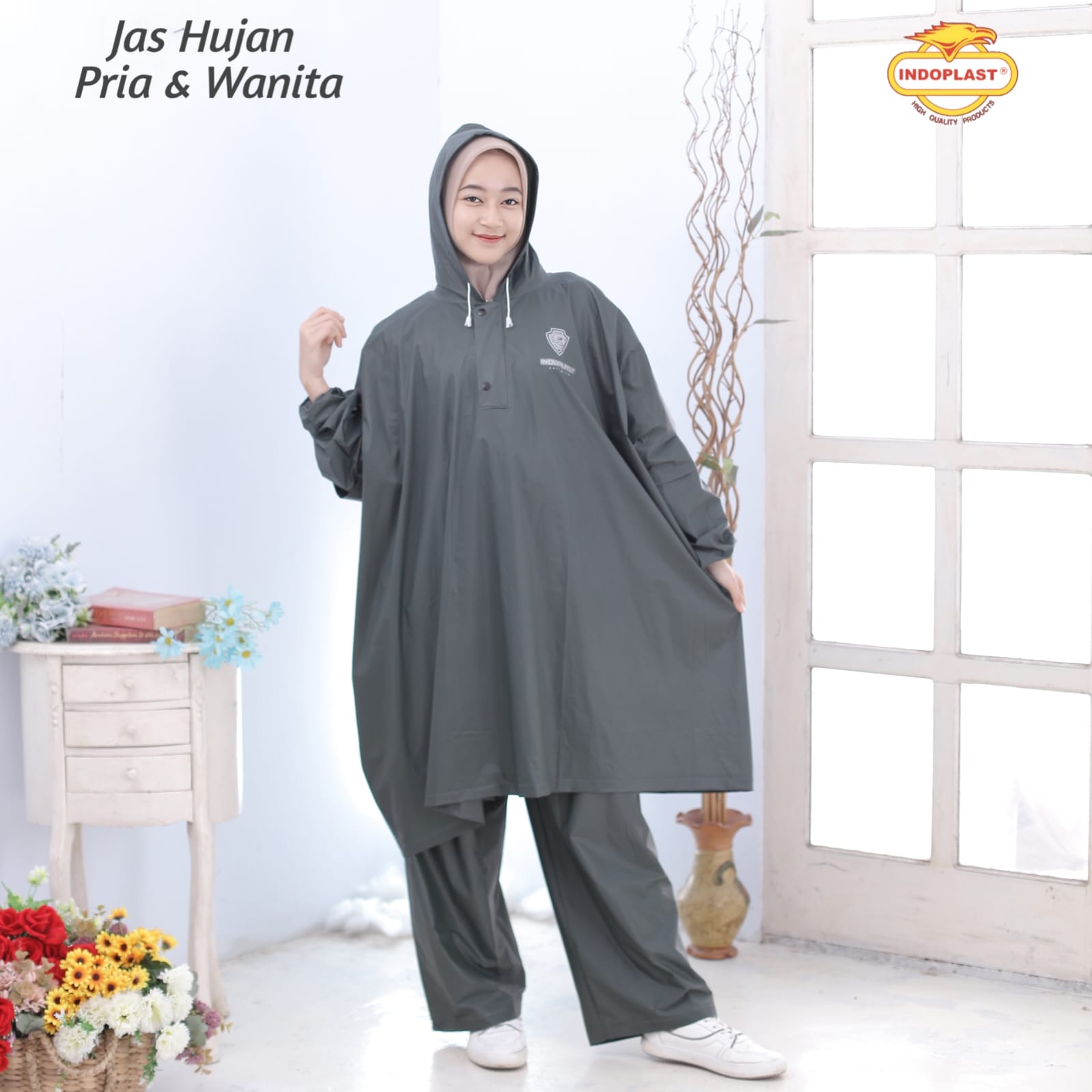Jas Hujan Poncho Lengan Celana Dewasa Indoplast Premio