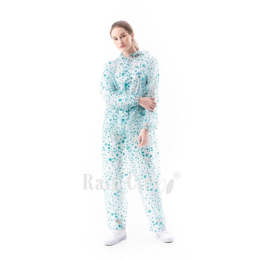 Jas Hujan Setelan Dewasa Raincity Marble Motif Transparan Polkadot