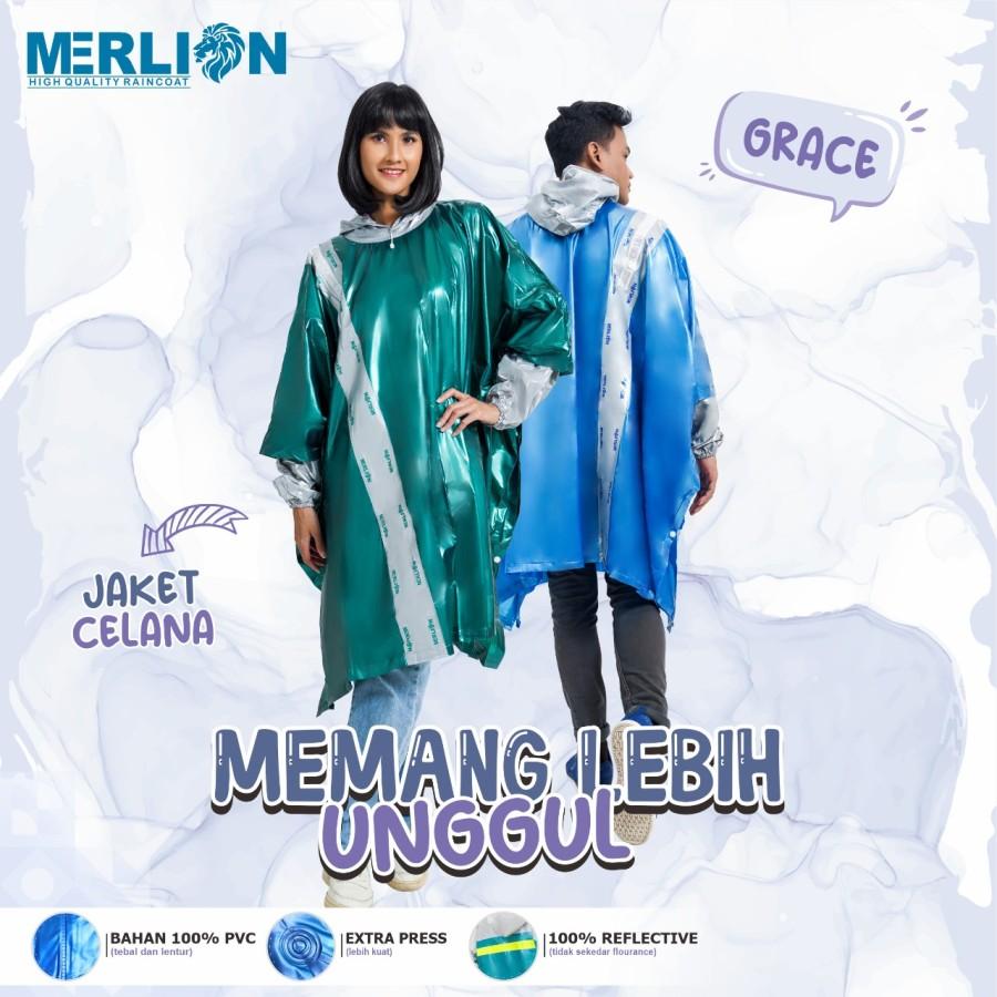 Jas Hujan Poncho Lengan Dewasa Merlion Grace