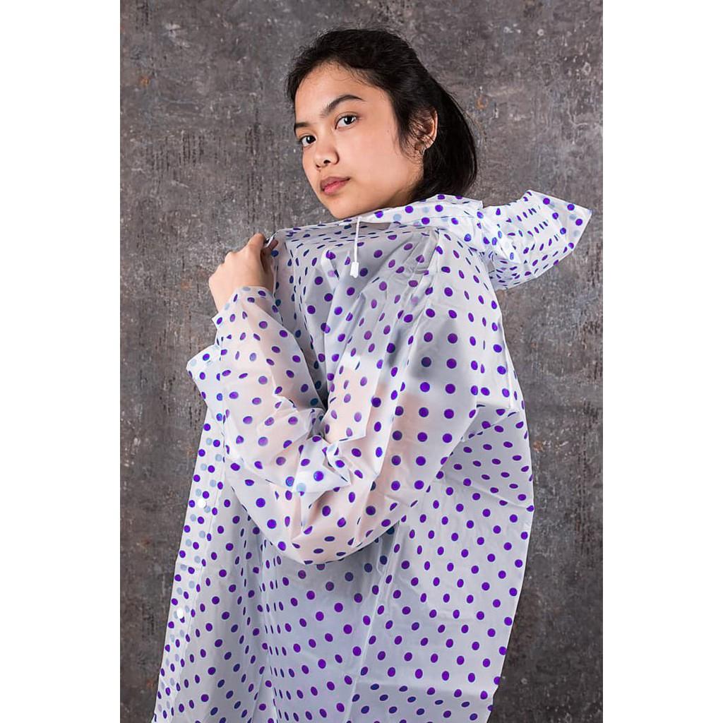Jas Hujan Raincoat Terusan Dewasa Nagoya EVA Motif Polkadot