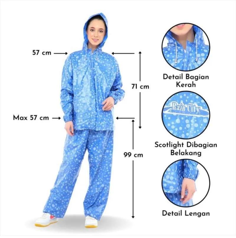 Jas Hujan Setelan Dewasa Raincity Boba Motif Polkadot