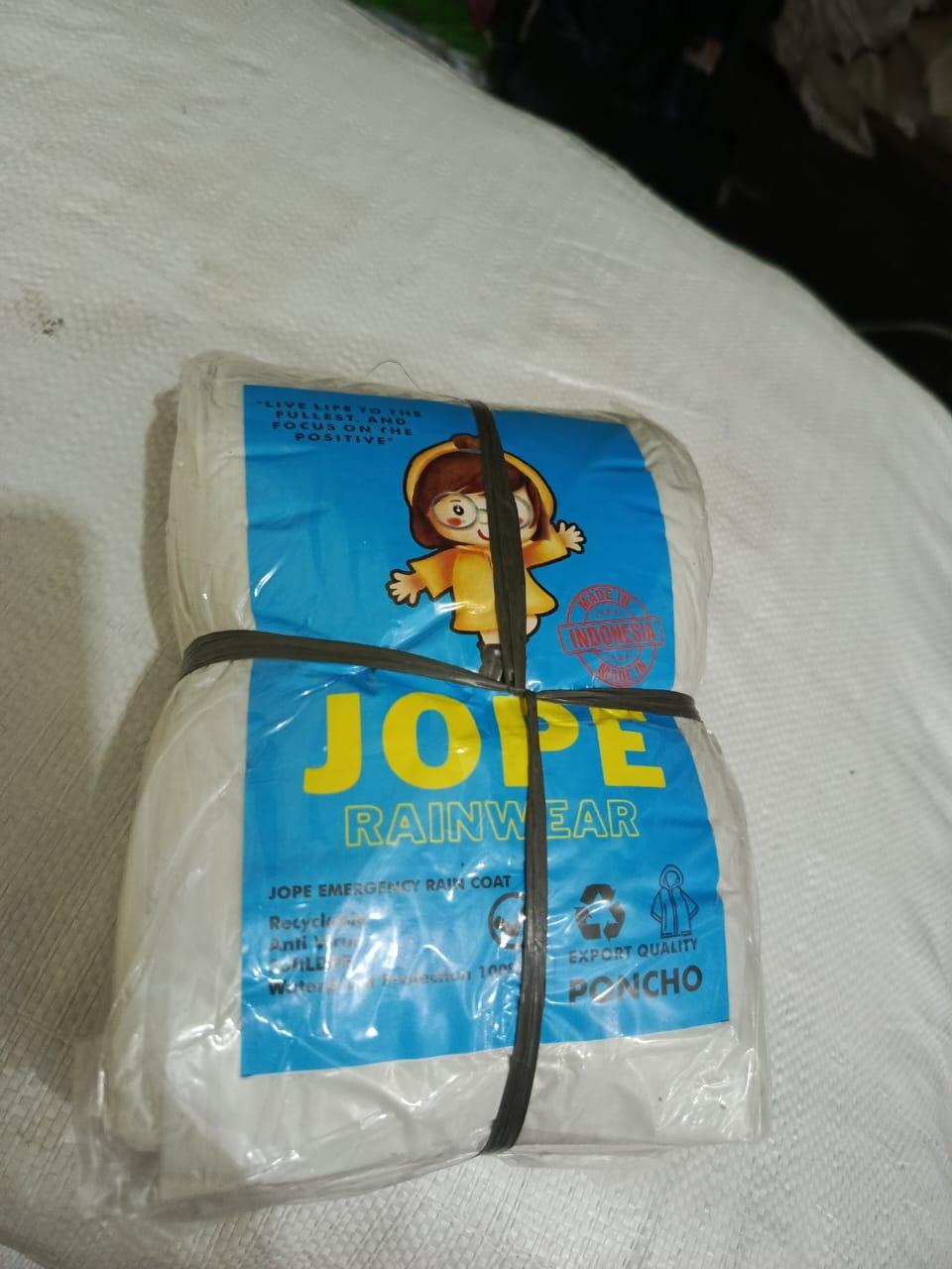 Jas Hujan Poncho Lengan Dewasa JOPE Plastik Transparan Putih