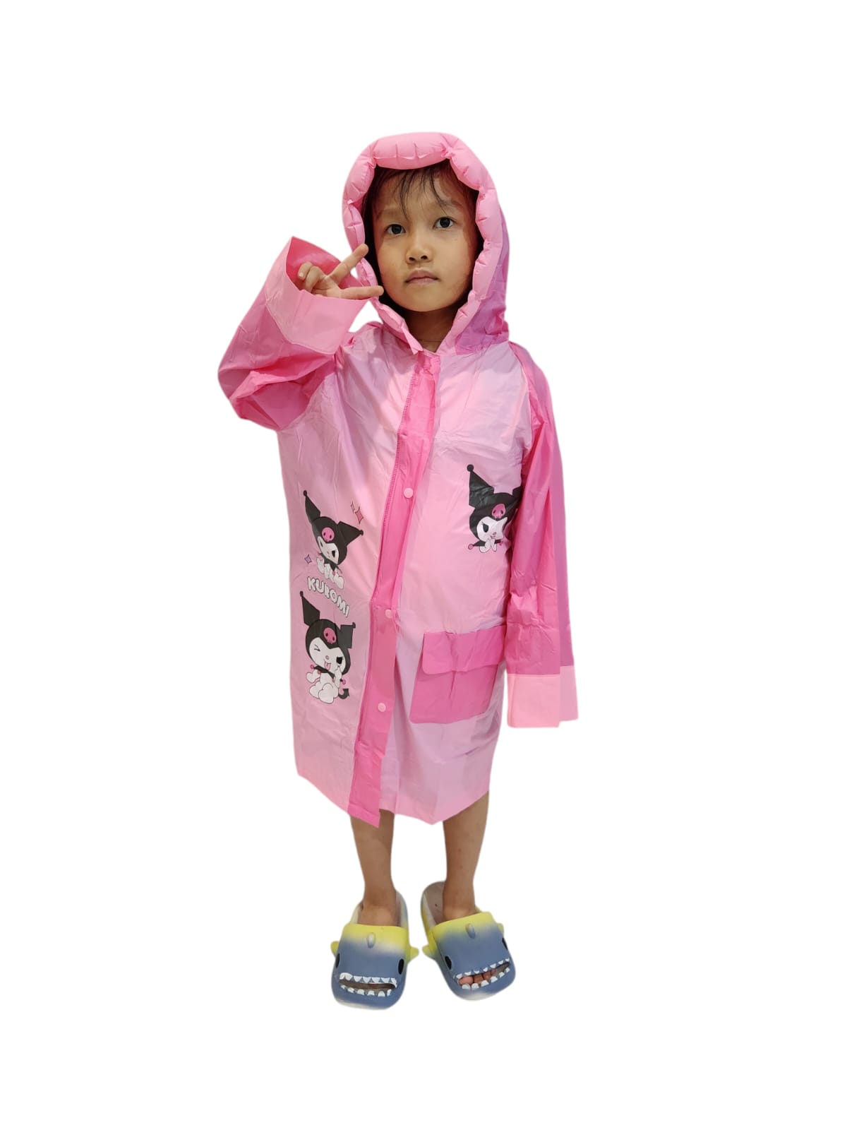 Jas Hujan Setelan Anak Import Motif Karakter Backpack Sleting Depan
