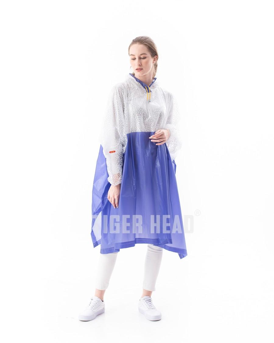 Jas Hujan Poncho Lengan Dewasa Tiger Head Gemini Motif Kombinasi Polkadot