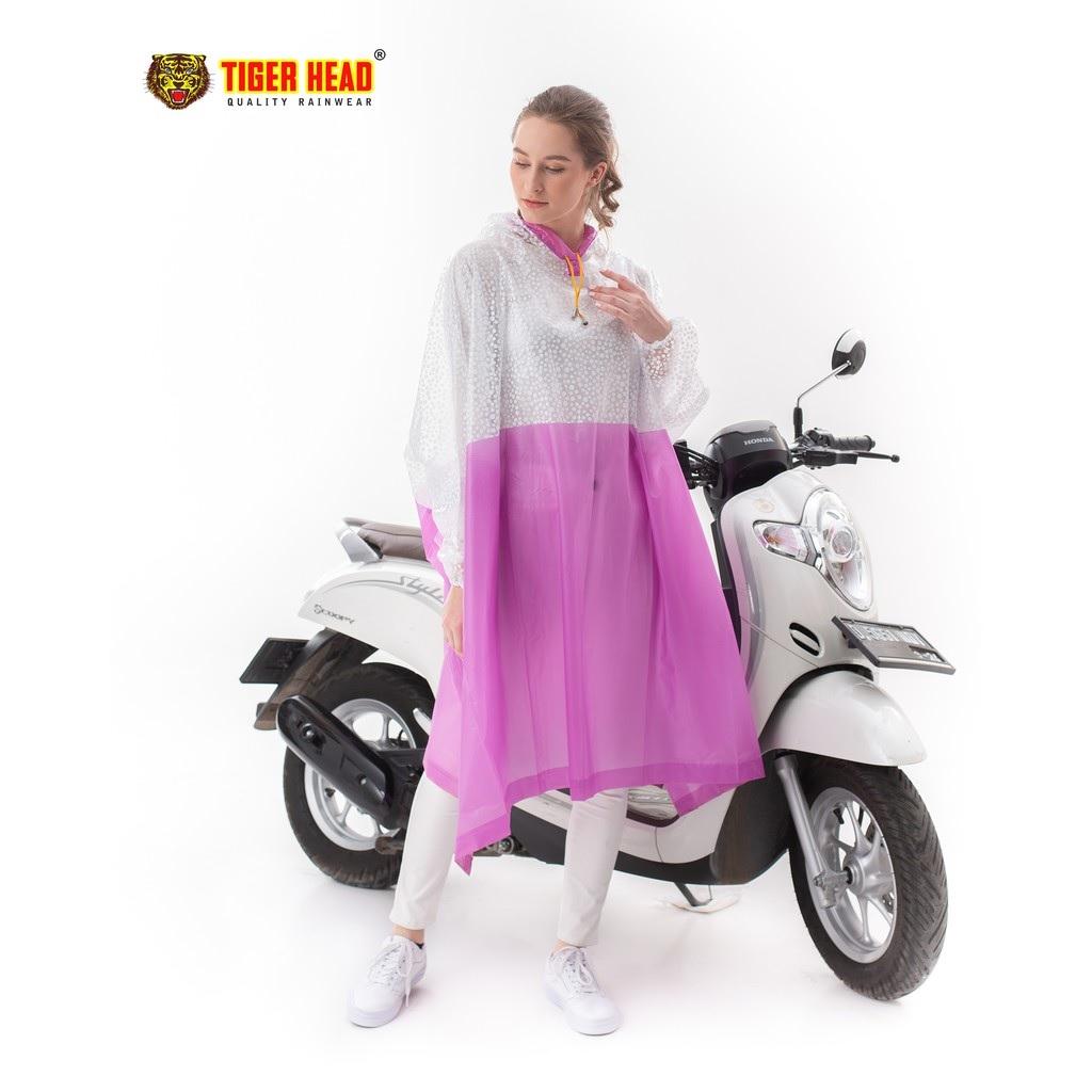 Jas Hujan Poncho Lengan Dewasa Tiger Head Gemini Motif Kombinasi Polkadot
