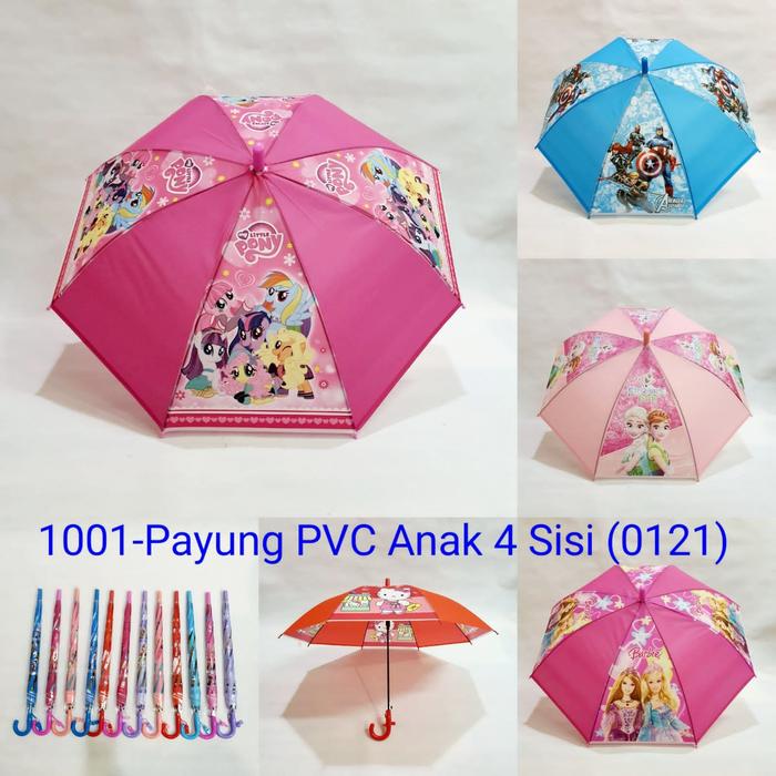 Payung Tongkat Anak Nagoya 8 Jari PVC Motif Karakter 4 sisi NA 006