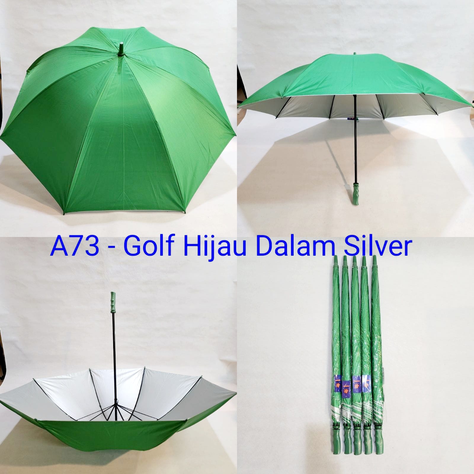 Payung Golf Jumbo Sakura 8 Jari Polos Hijau Lapis Silver