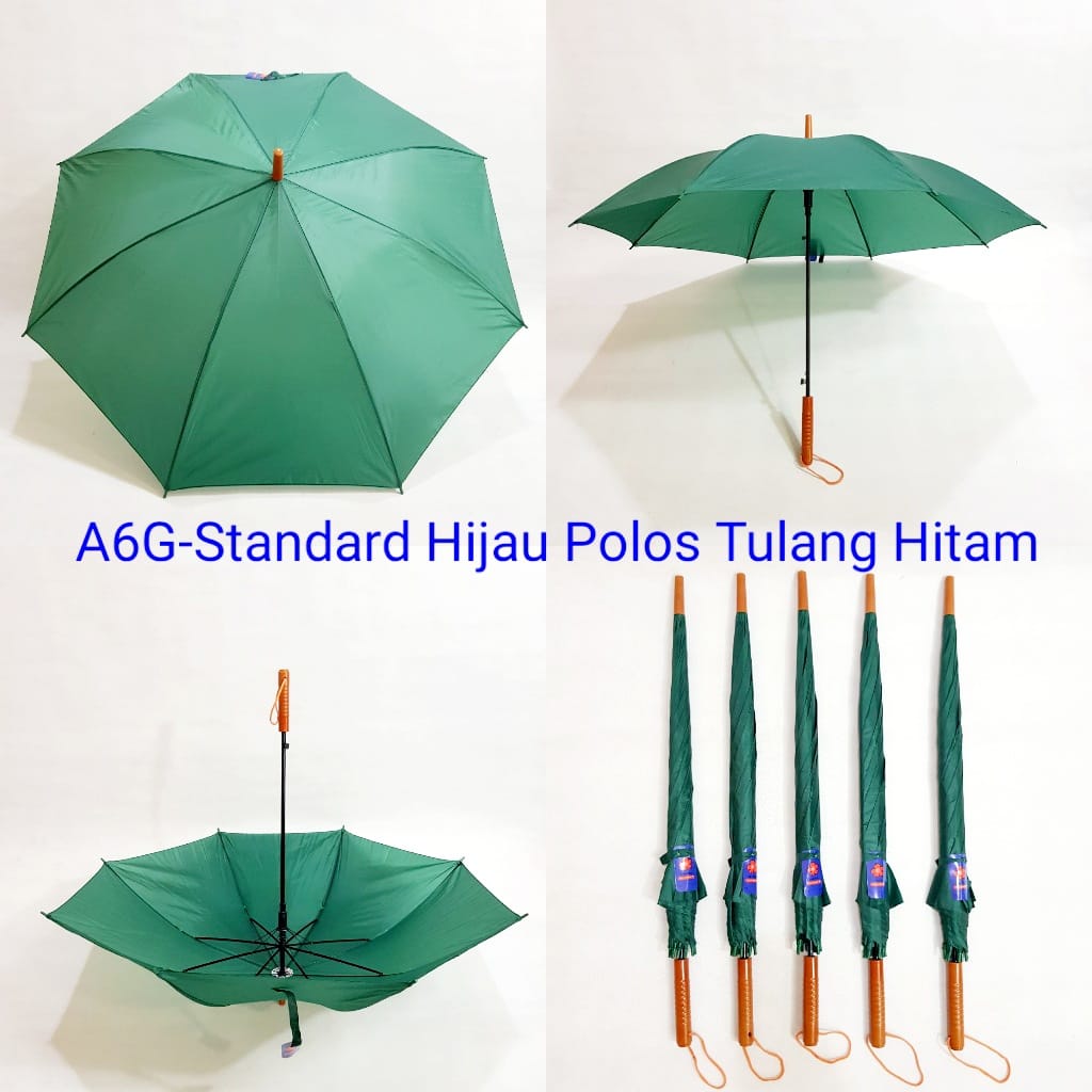 Payung Standard Dewasa Sakura 8 Jari Polos Warna Hijau
