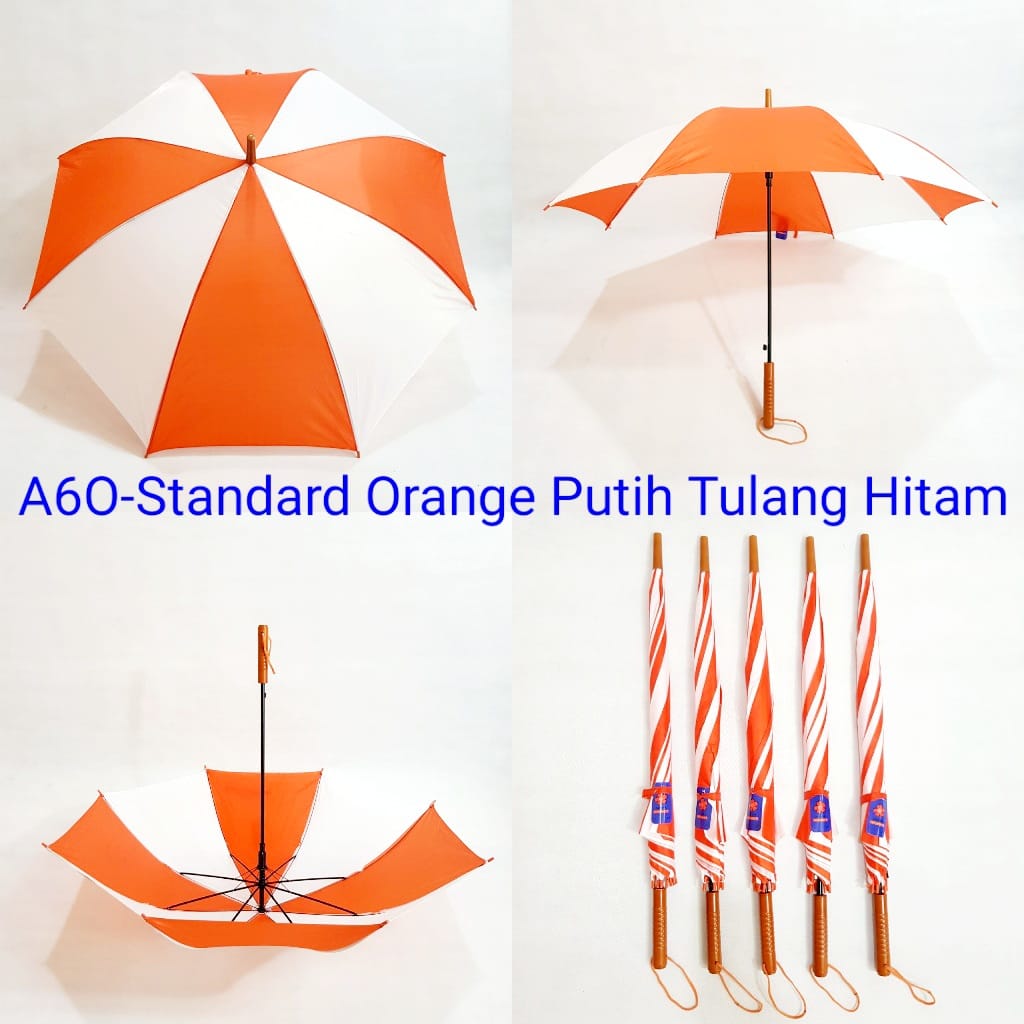 Payung Standard Dewasa Sakura 8 Jari Polos Orange Putih