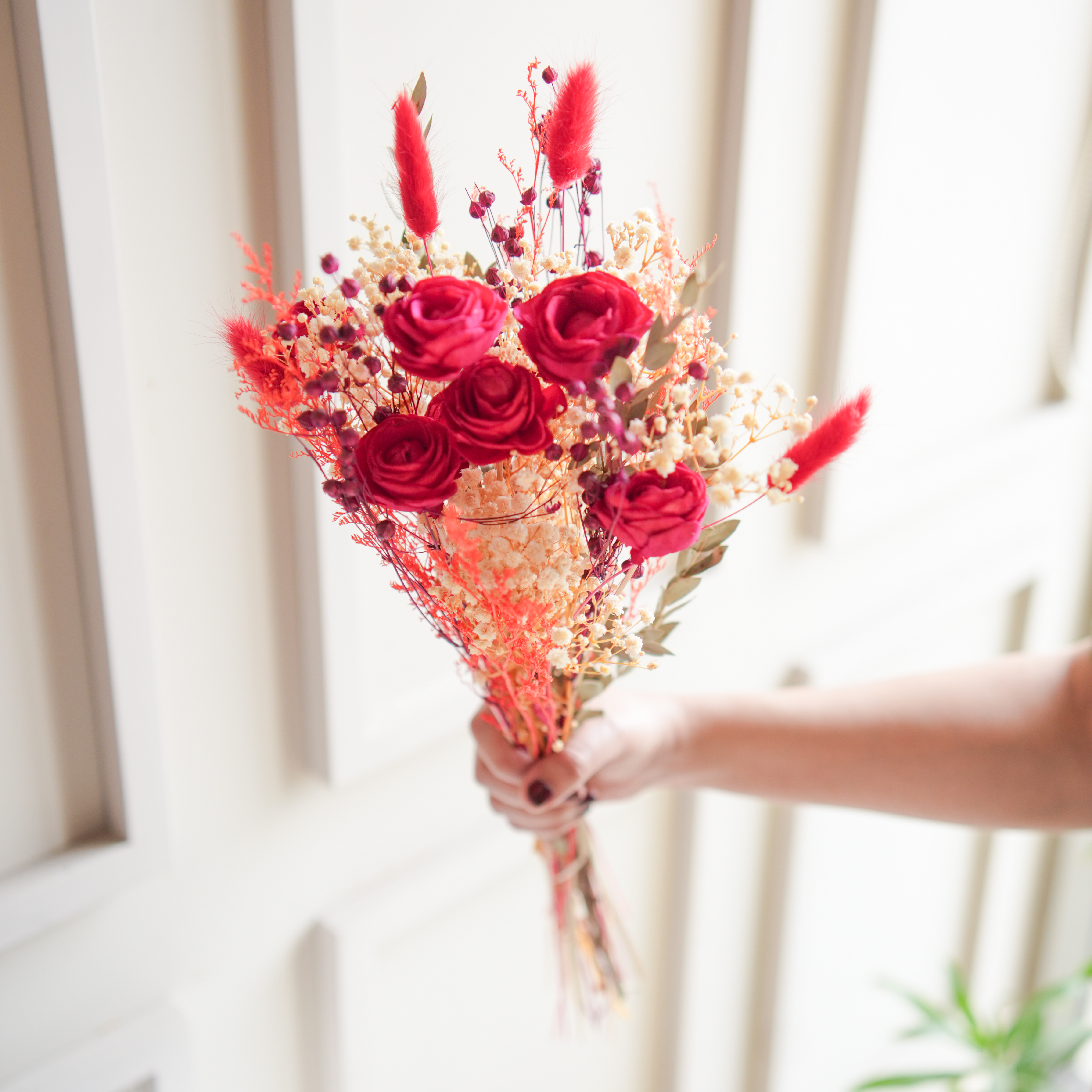 ArteCasa Forever Roses – Naturally Dried Red Rose Bunch for Timeless Home Décor & Elegant Gifting | Sold by GetReady Decors