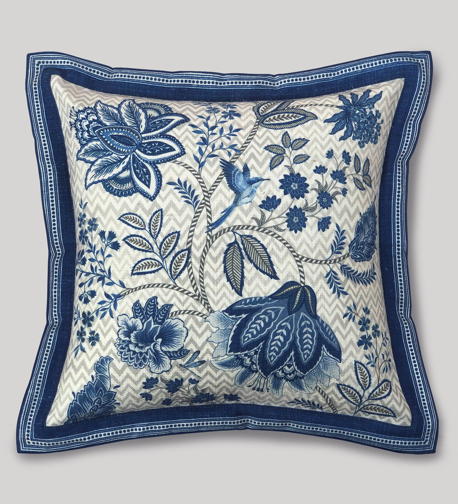 Jacobean Garden Cushion Cover – 41 x 41 cm (Blue)