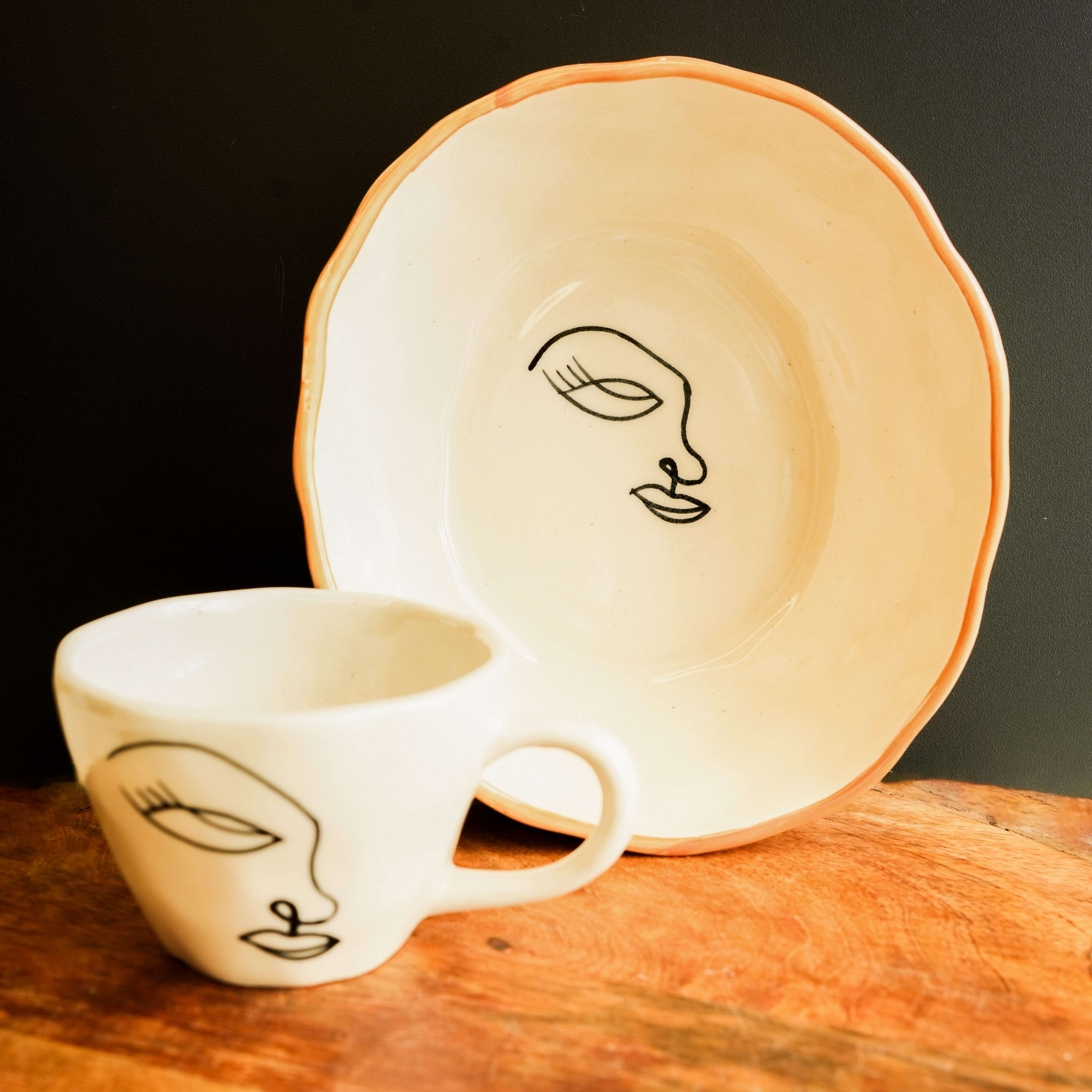 ArteCasa Abstract Ceramic Breakfast Set – Mug & Bowl Combo