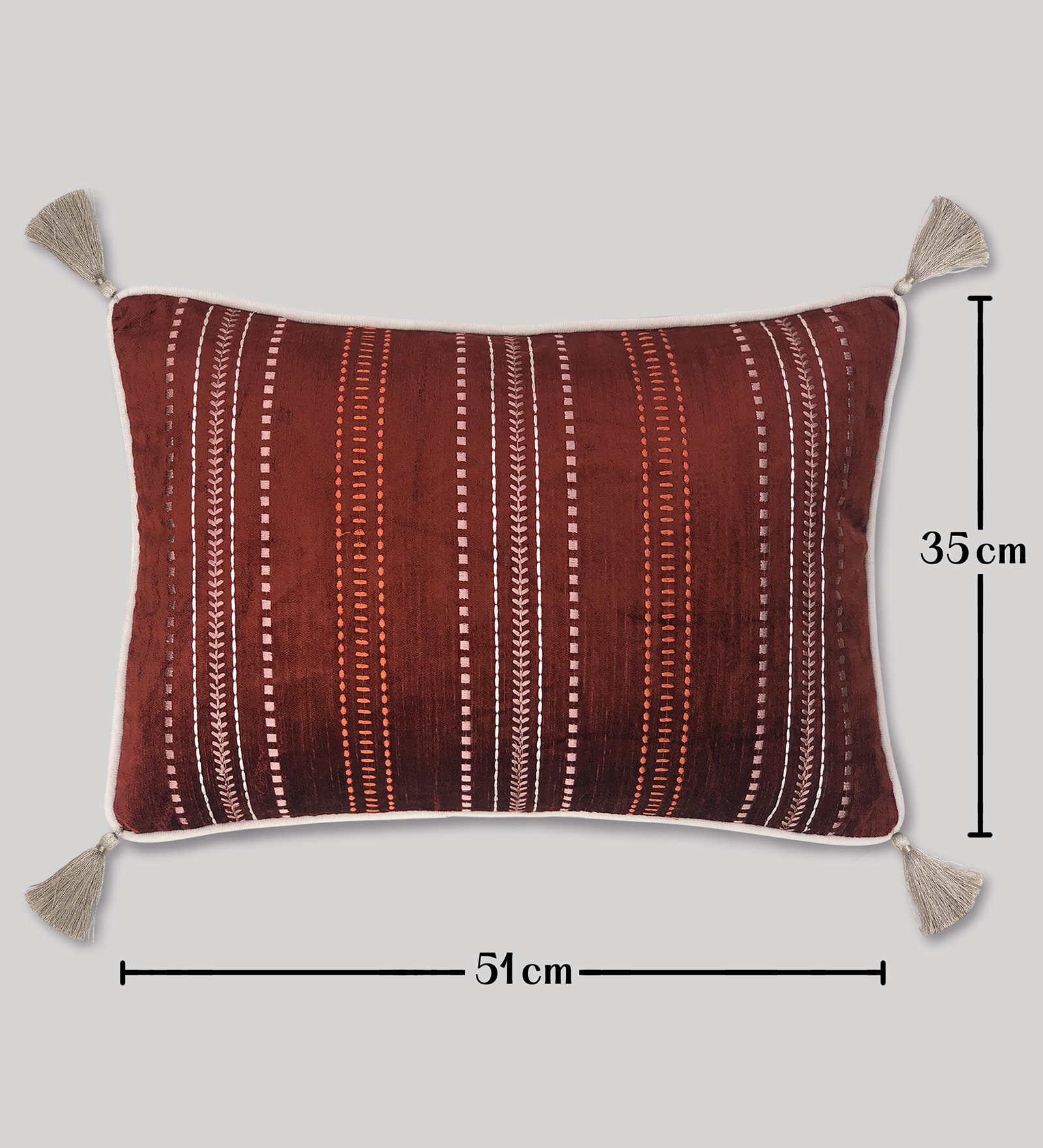 Joy Stitches Embroidery Slim Cushion – Luxury Velvet Decorative Pillow Cover