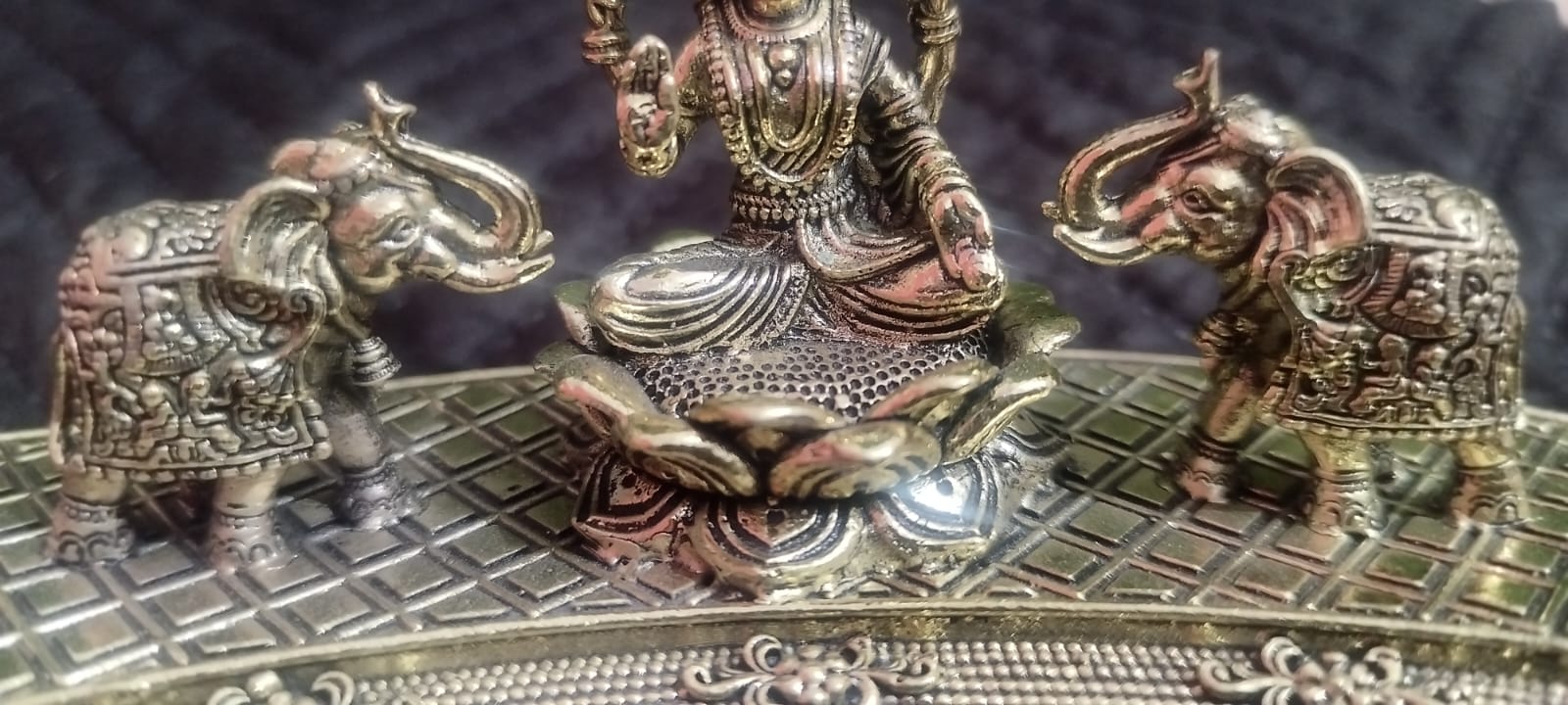 Brass Gajalakshmi Statue - Handcrafted Goddess Lakshmi Idol with Elephants (6.5 Inches)