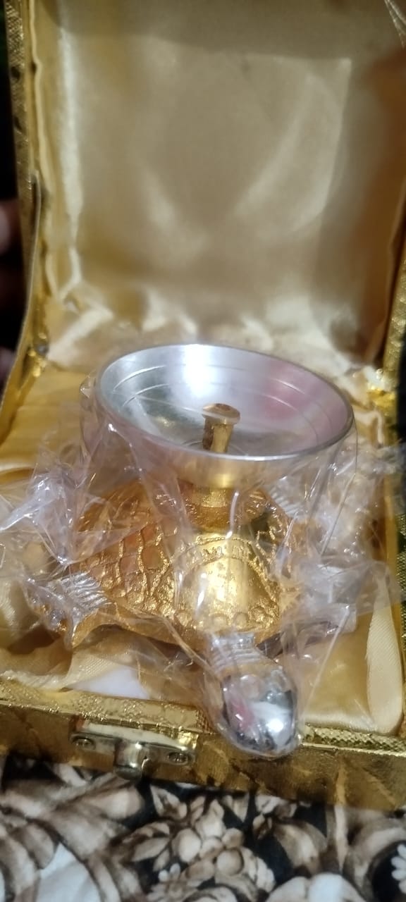German Silver Turtle Diya in Golden Gift Box – Elegant Vastu & Festive Decor Piece